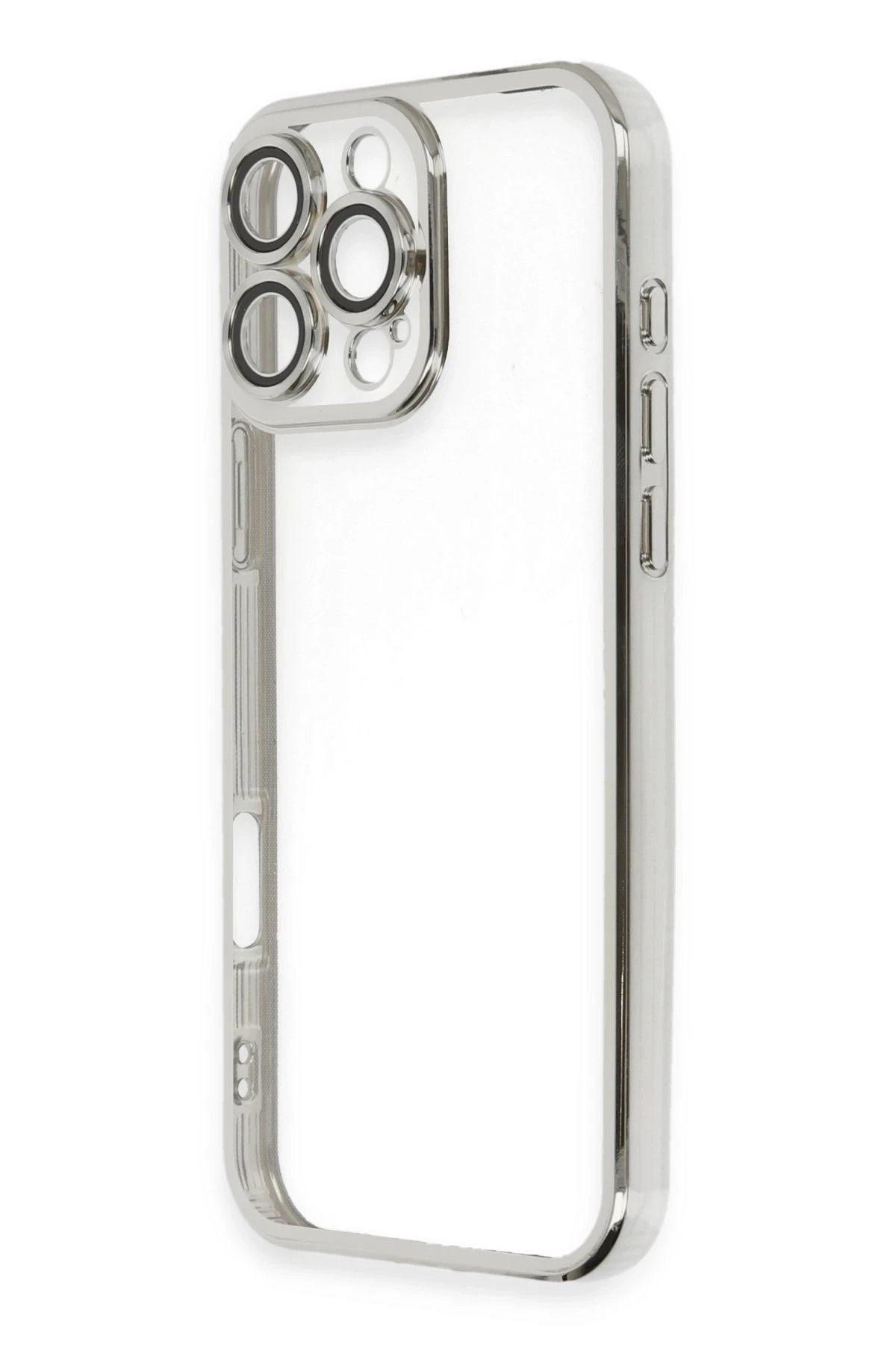 NewFace iPhone 16 Pro Max Kılıf Lensli Silikon - Gümüş BSTMY