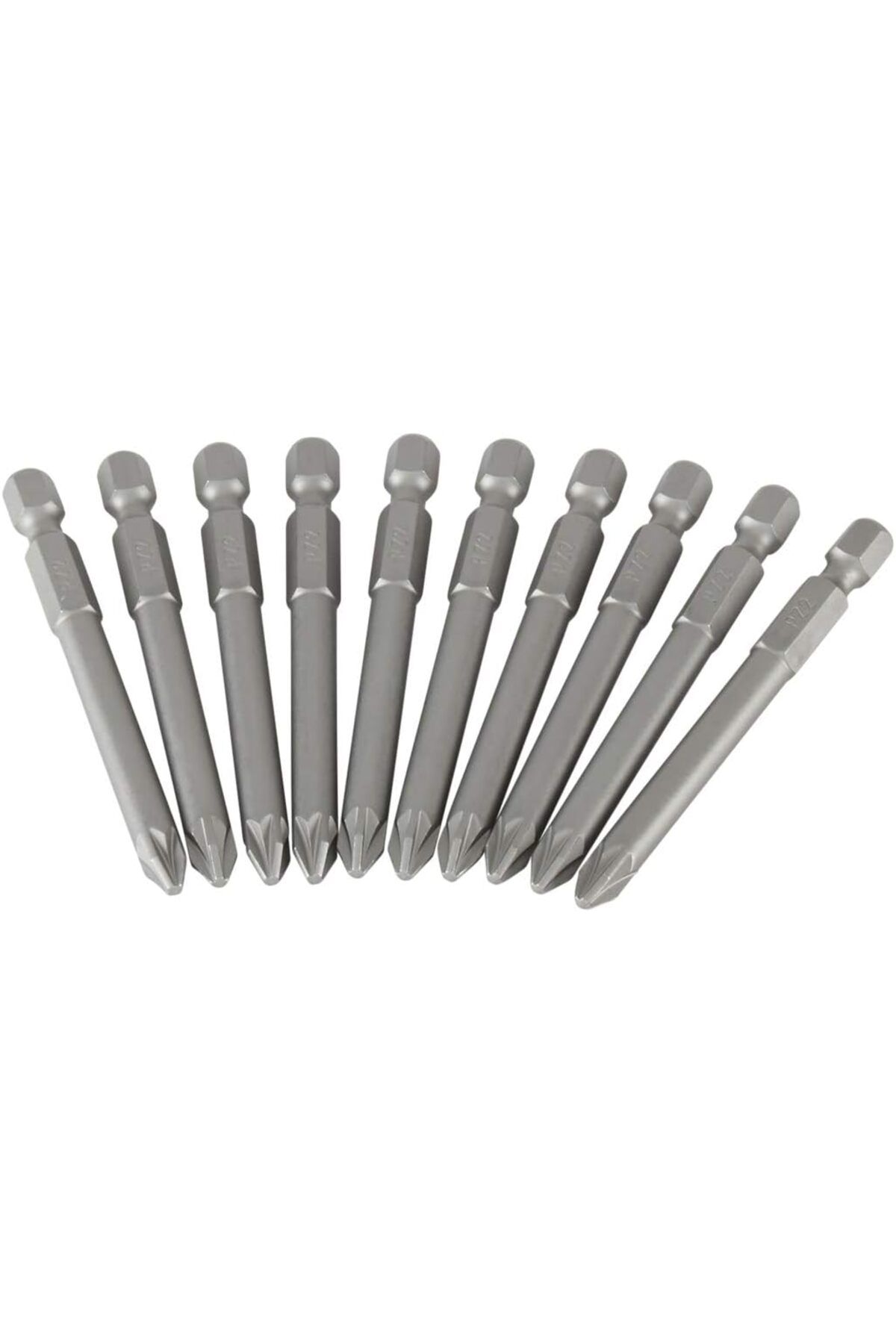 KDROĞLU KDROGLU Bits Pozidriv 1/4 " Uzun, Pozidrivspitze No. 2, 100 mm uzunluk, altı köşeli uç, 10 adet,