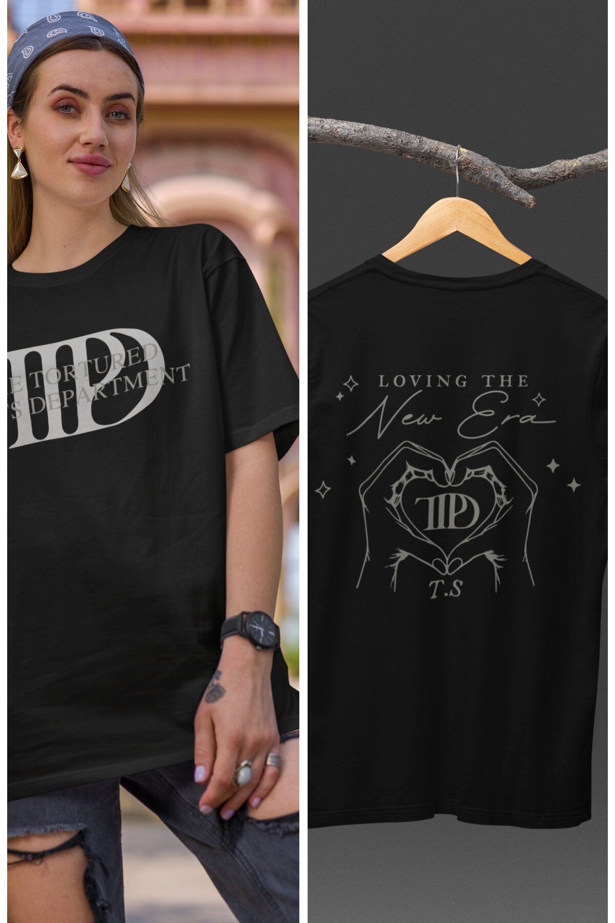 Fuddy Moda Unisex New Era The Tortured Poets Department Sırt Baskılı T-shirt, Taylor Swift Baskılı Tişört