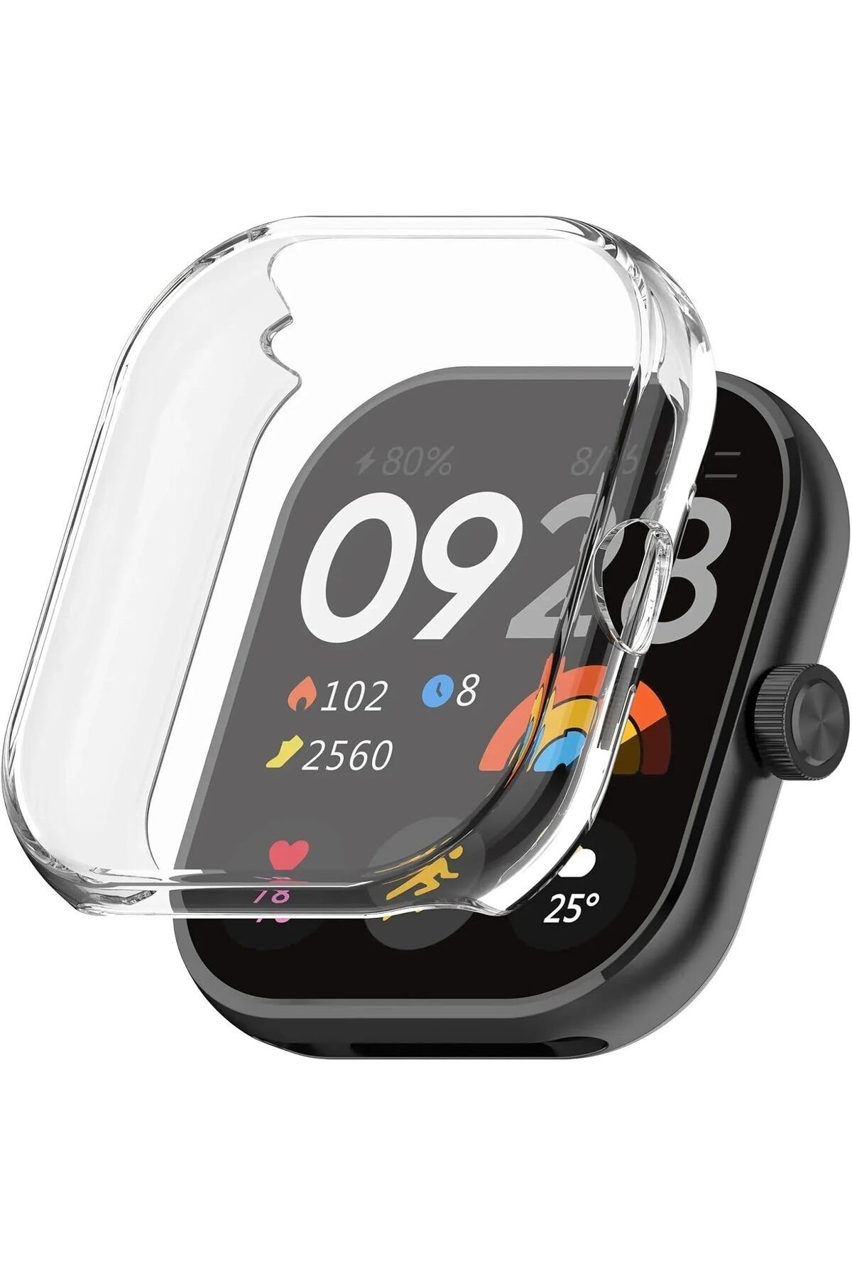 KDROĞLU plamystical Xiaomi Redmi Watch 4 ile uyumlu Silikon Kasa Ekran Koruyucu 360 Tam Kapatan Çerceve PC