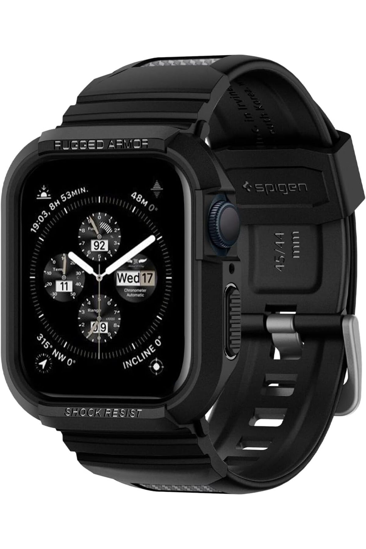 KDROĞLU KDROGLU Watch 45mm (Seri 9/8/7) Kılıf & Kordon Kayış Rugged Armor Pro Black - 062CS25324 New