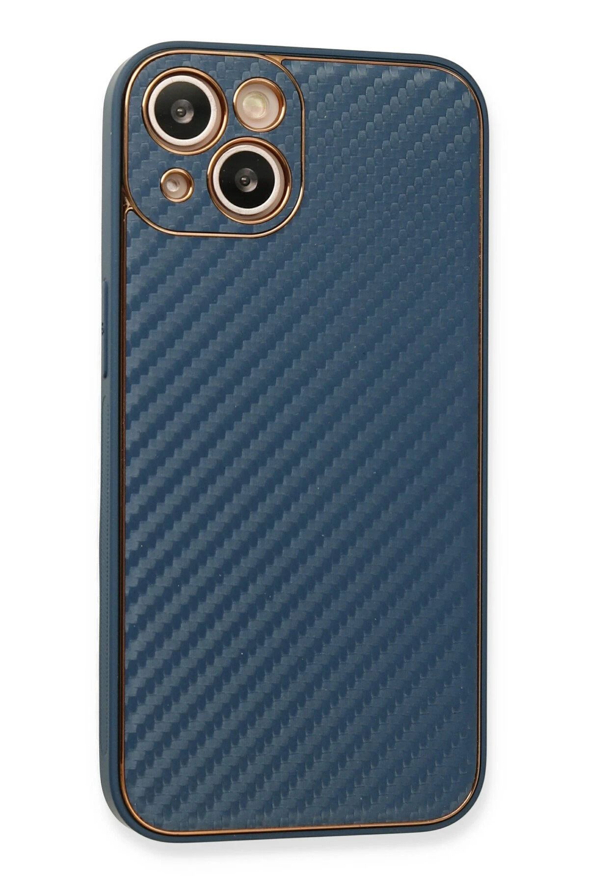 NewFace iPhone 13 Kılıf Coco Karbon Silikon - Mavi BSTMY