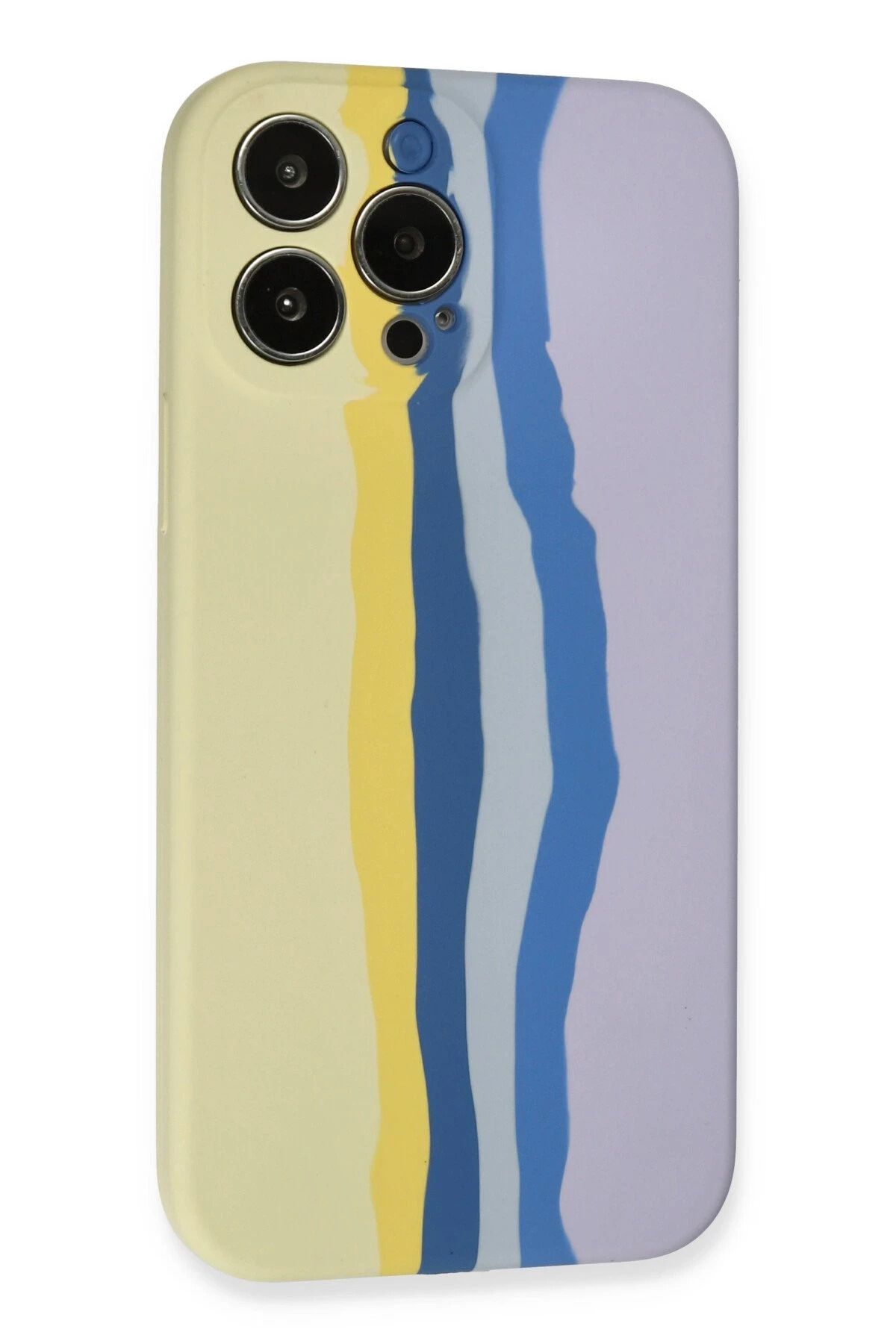 NewFace iPhone 13 Pro Kılıf Ebruli Lansman Silikon - Sarı-Lila BSTMY