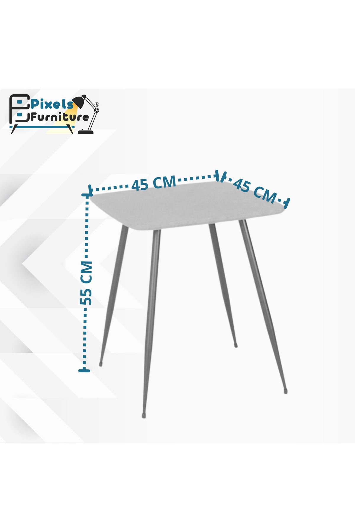 PixelsFurniture-مجموعة 2 طاولة جانبية من بكسل الأثاث مربعة للأريكة والسرير، طاولة بقواعد معدنية 4
