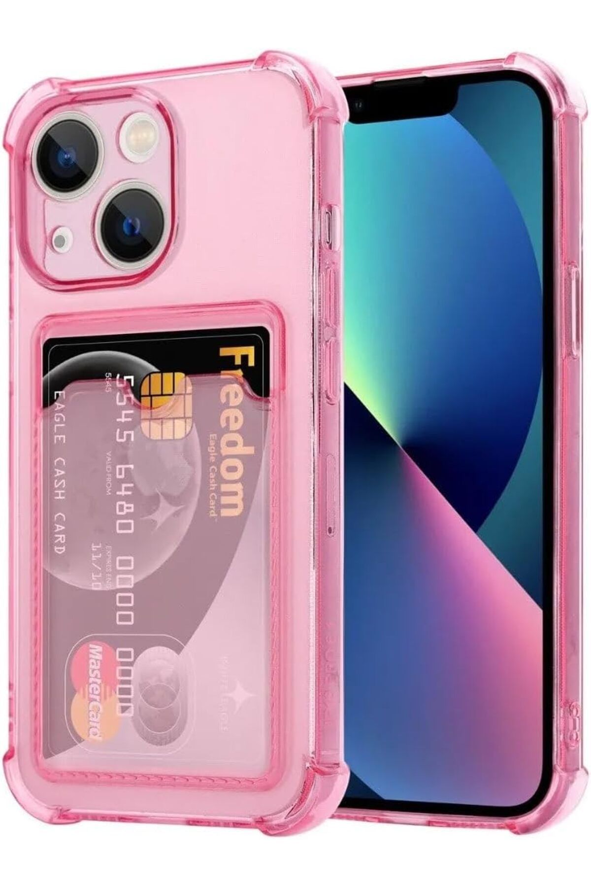 KDROĞLU KDROGLU GİYİM & AKSESUAR iphone 13 (6.1) Uyumlu Lüx Kartlıklı Şeffaf Telefon Kılıfı (Pe