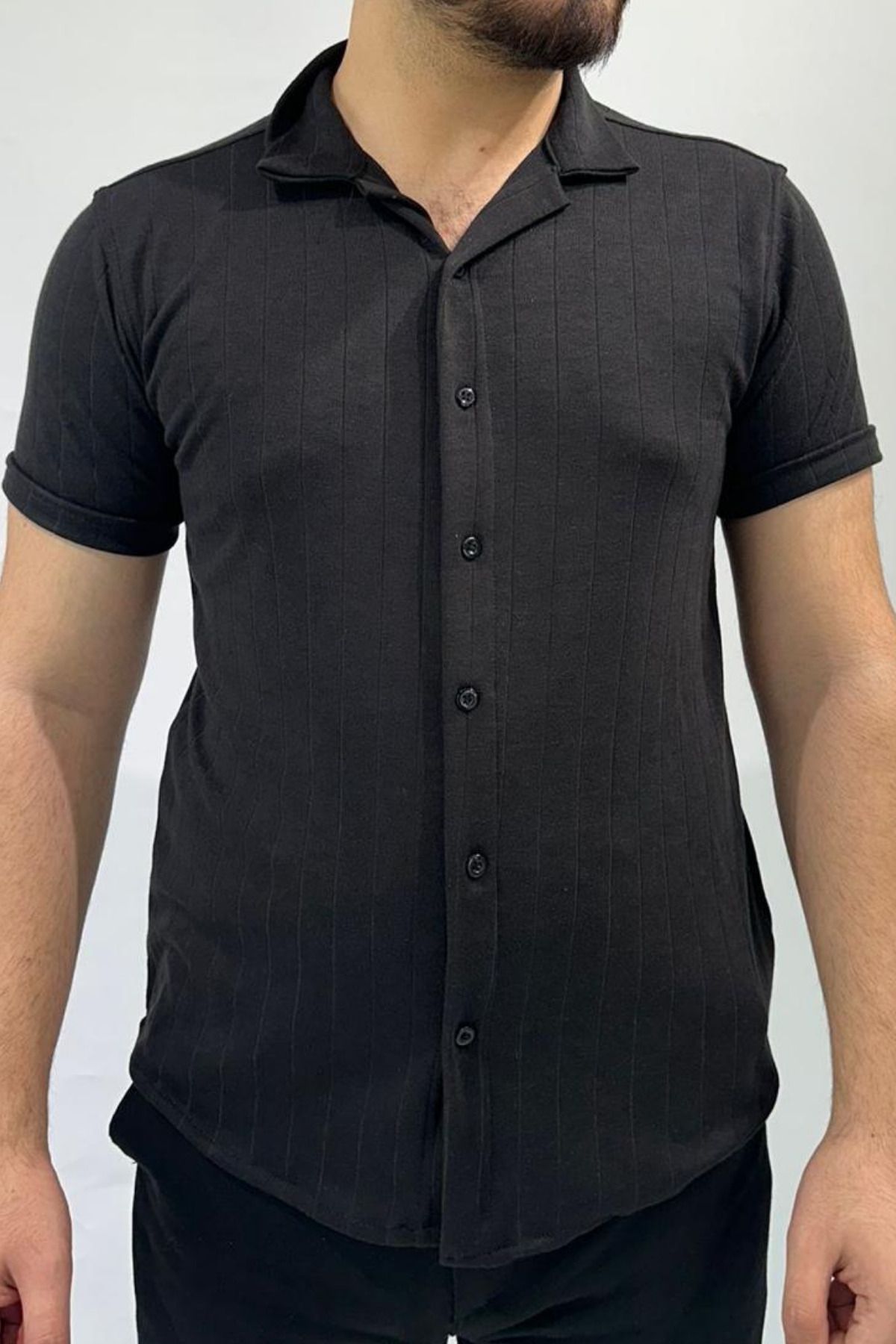 RESSHO Siyah Oversize Erkek Gömlek