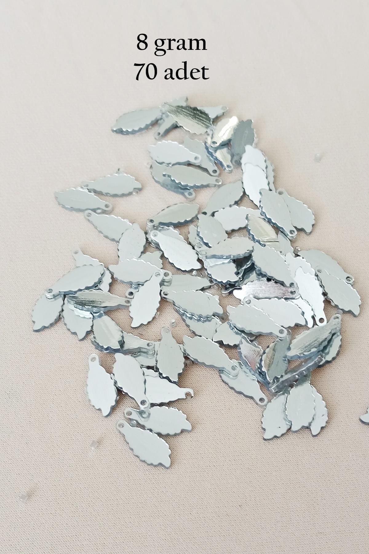 MBB ETİCARET Oya Abiye Bileklik Kolye Pleksi Metalik Plastik Pul Gümüş Renk 8 gram 70 adet - BNC512