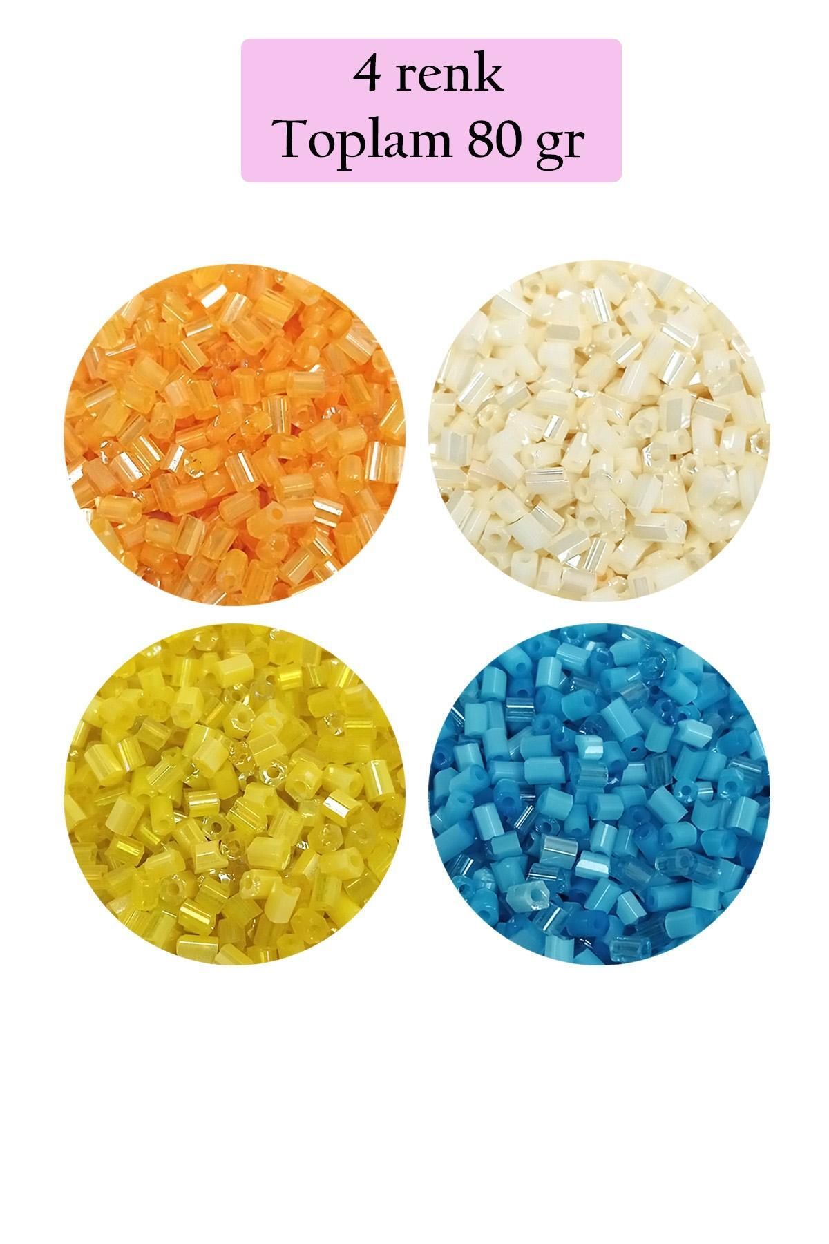 MBB ETİCARET Kesme Cam Boncuk 2mm - 4 Renk - Toplam 80 Gram - BNC443