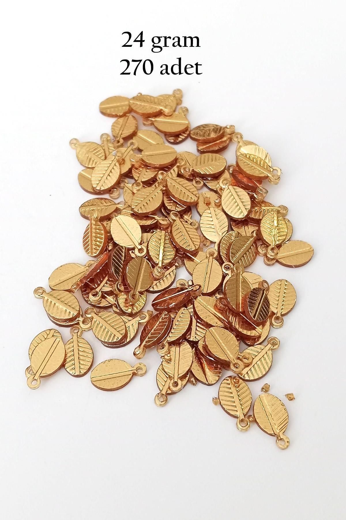 MBB ETİCARET Oya Abiye Bileklik Kolye Pleksi Metalik Plastik Pul Altın Renk 24 gram 270 adet - BNC538