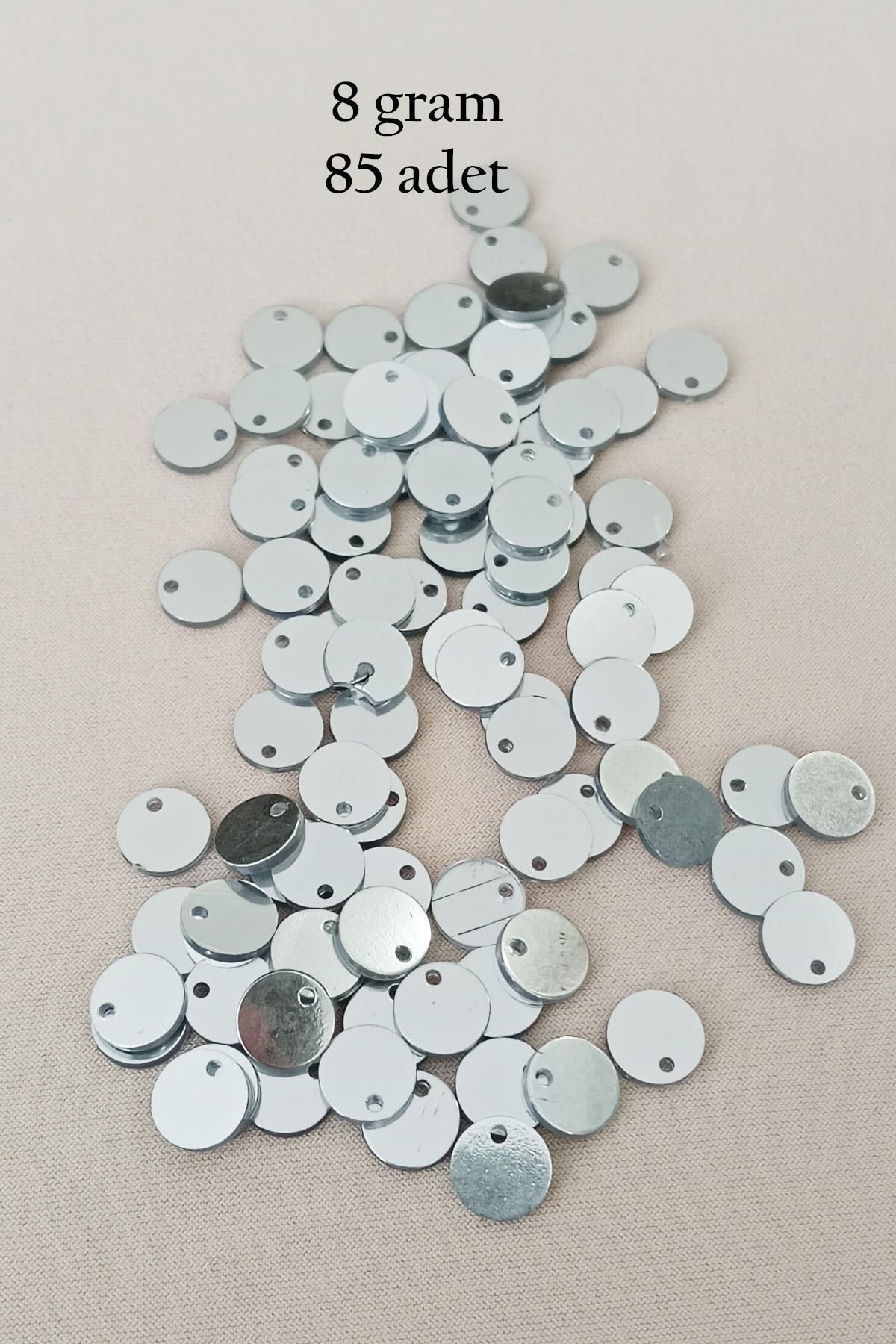 MBB ETİCARET Oya Abiye Bileklik Kolye Pleksi Metalik Plastik Pul Gümüş Renk 8 gram 85 adet - BNC523