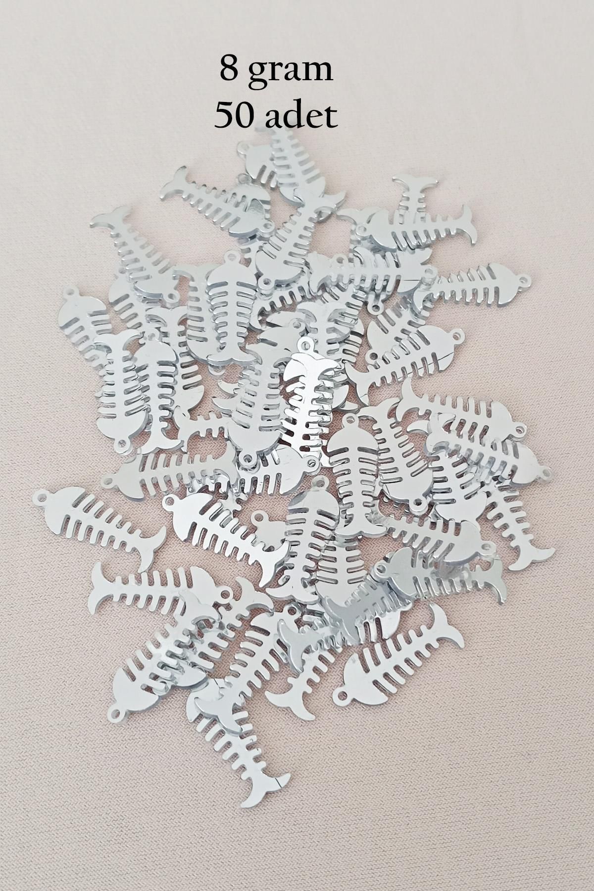 MBB ETİCARET Oya Abiye Bileklik Kolye Pleksi Metalik Plastik Pul Gümüş Renk 8 gram 50 adet - BNC529