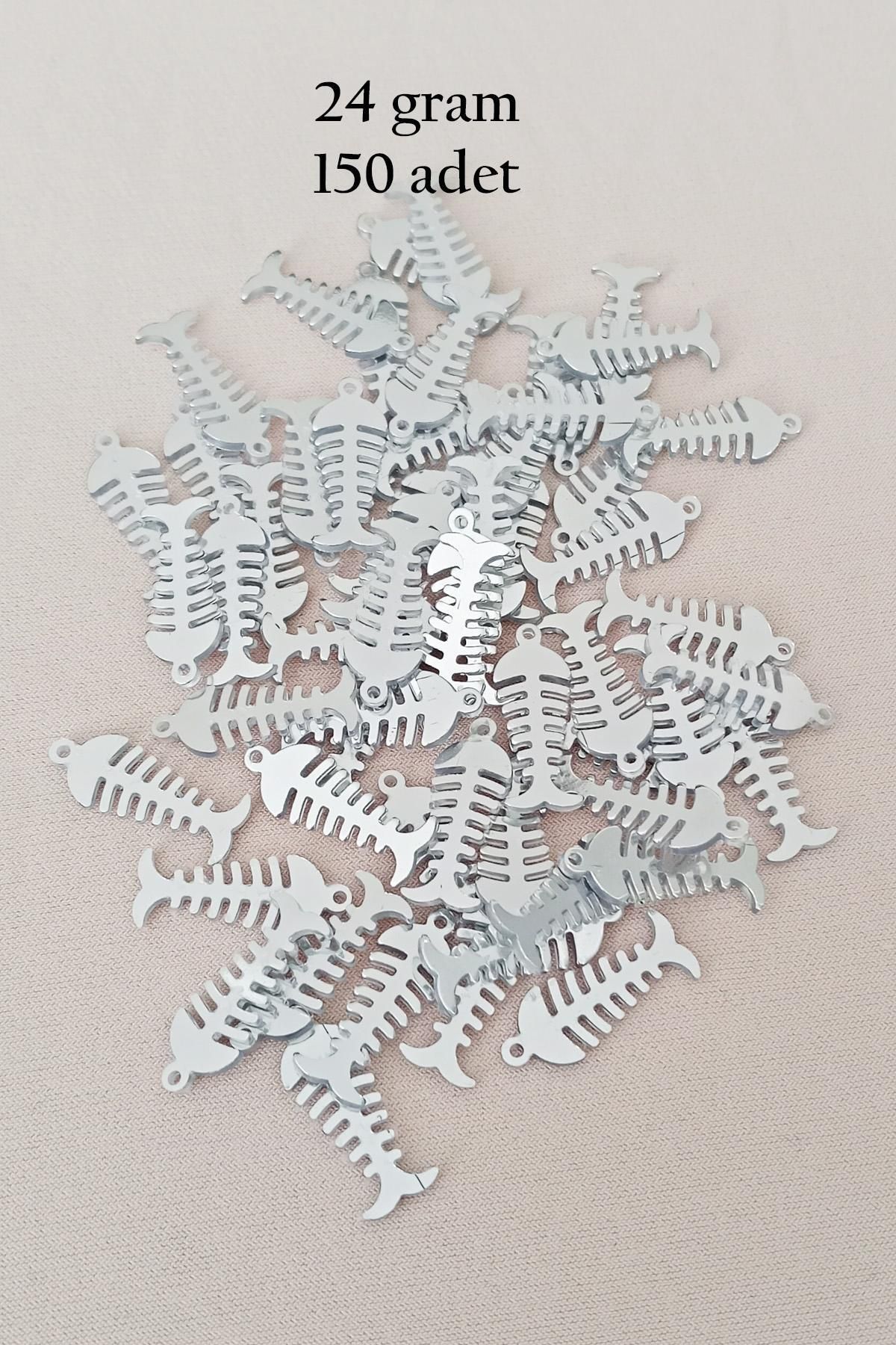 MBB ETİCARET Oya Abiye Bileklik Kolye Pleksi Metalik Plastik Pul Gümüş Renk 24 gram 150 adet - BNC589