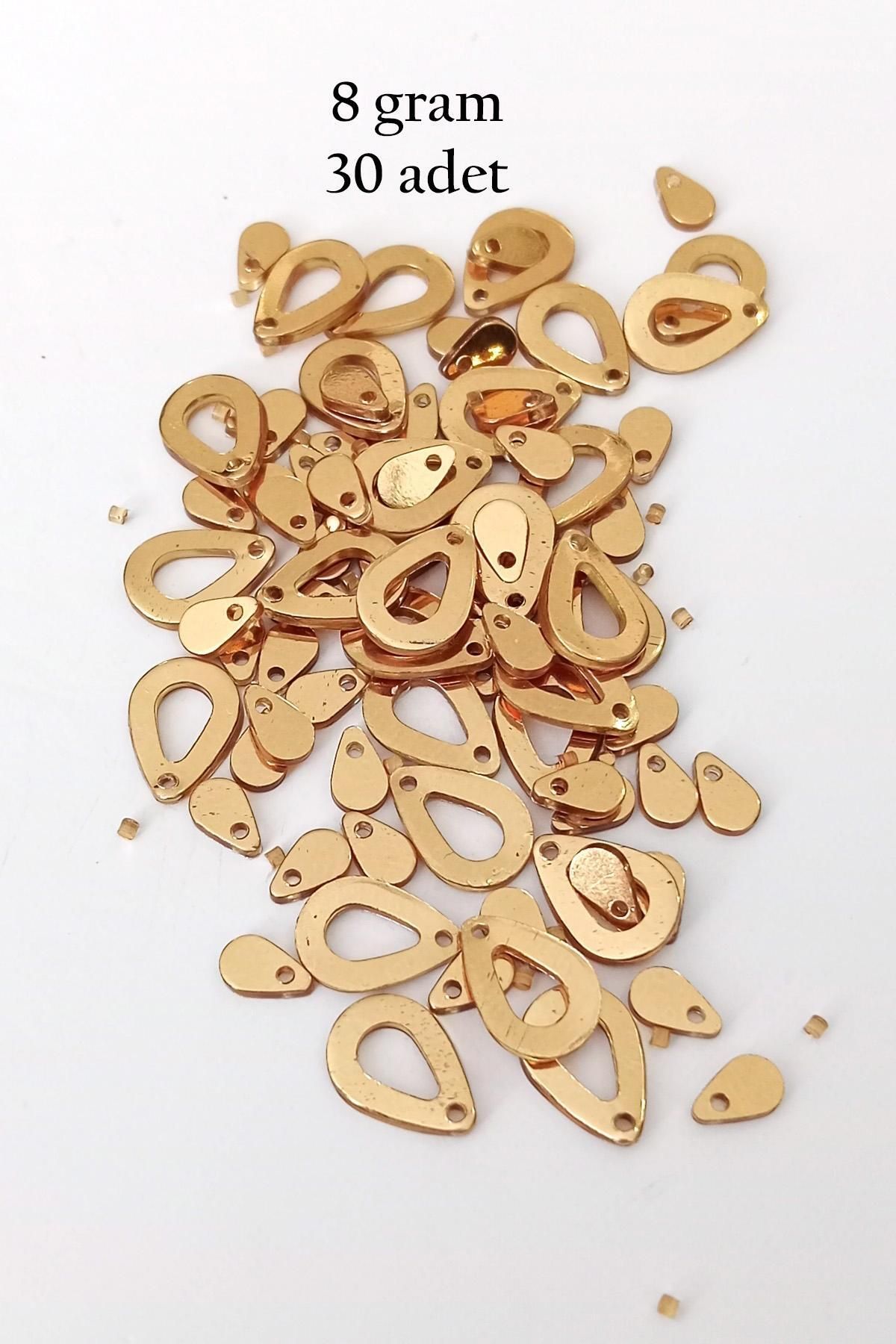 MBB ETİCARET Oya Abiye Bileklik Kolye Pleksi Metalik Plastik Pul Altın Renk 8 gram 30 adet - BNC496