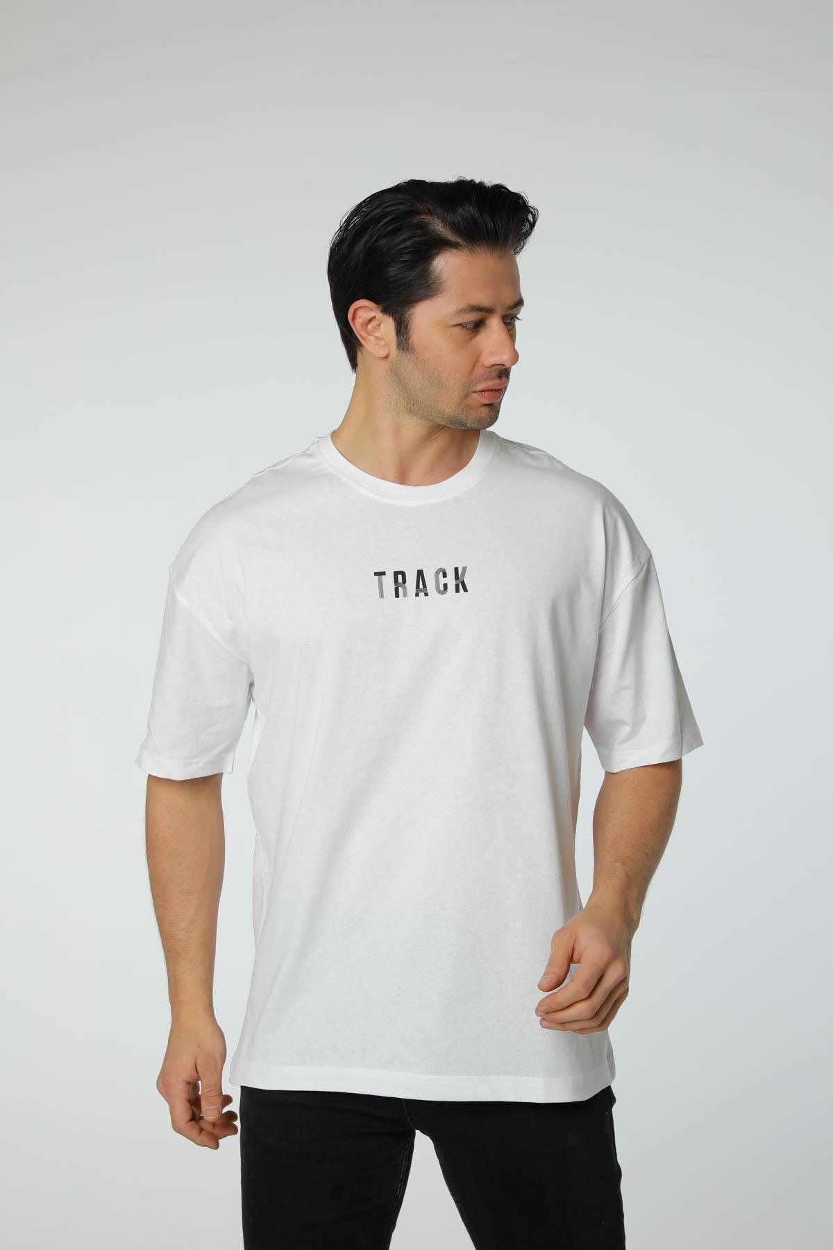 rugatchi Baskılı Oversize Bisiklet Yaka T-Shirt