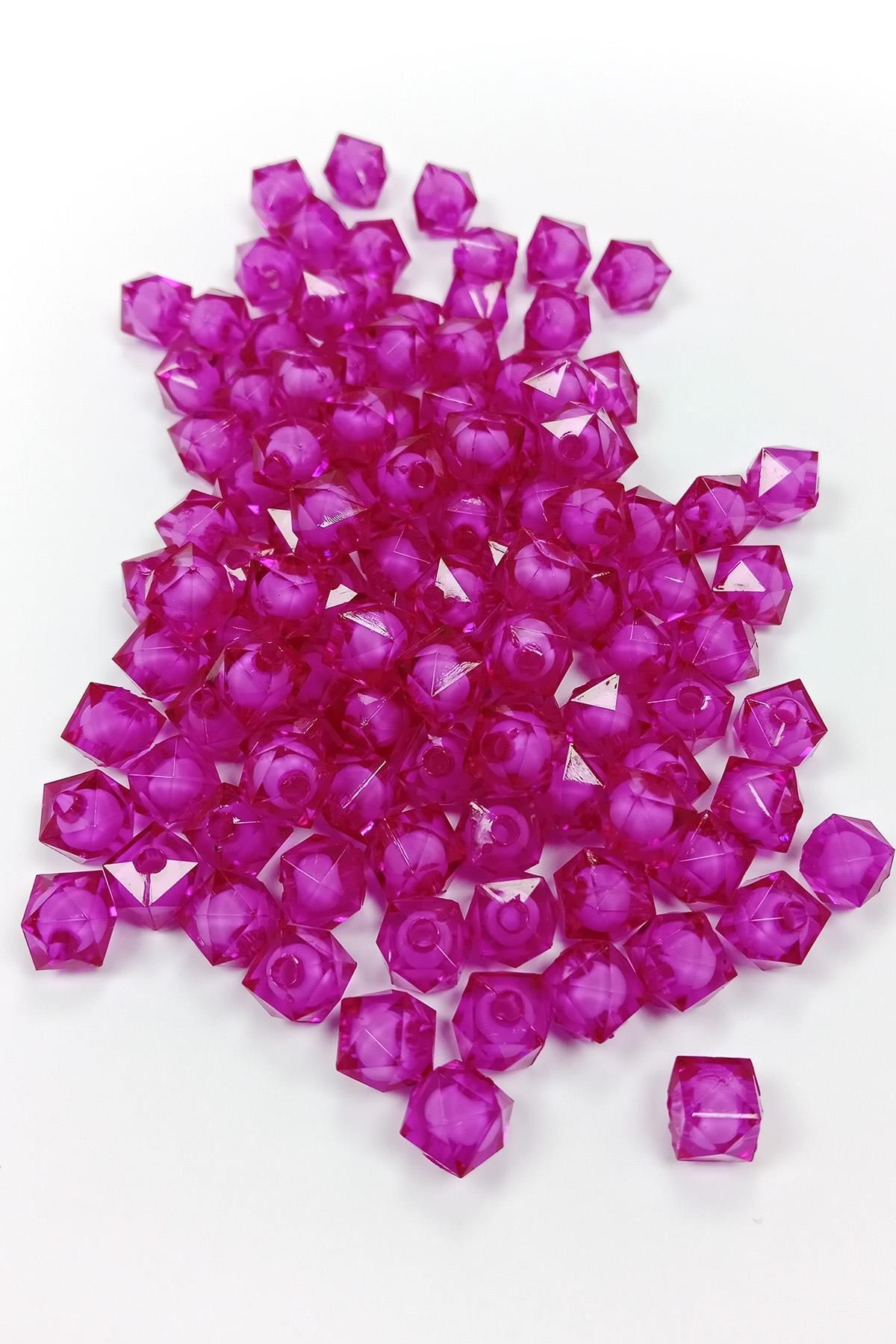 MBB ETİCARET Küp Boncuk İçten Boncuklu Bileklik Çanta Boncuğu 10 mm 50 gr Mor - BNC451