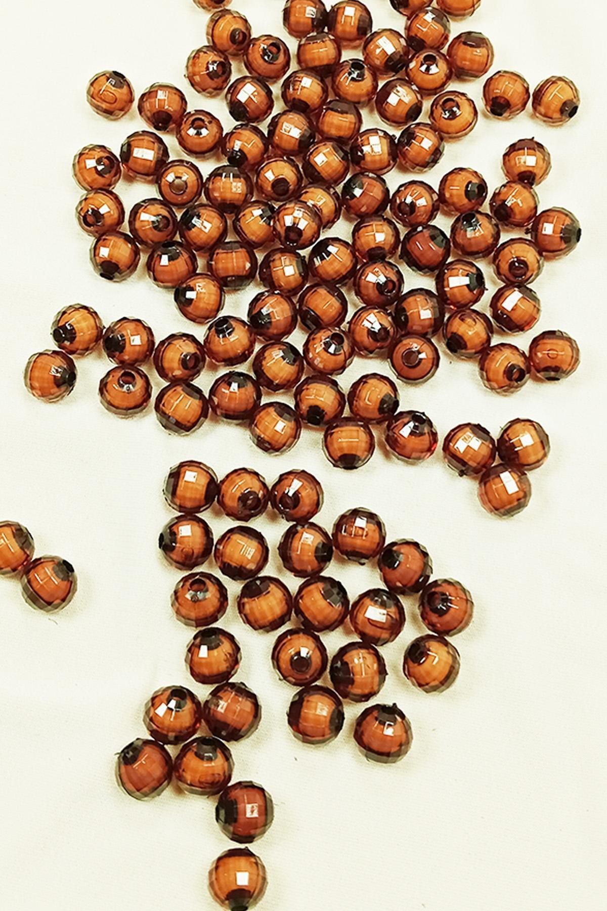 MBB ETİCARET Dünya Boncuk İçten Boncuklu Bileklik Çanta Boncuğu 10 mm 50 gr Kahverengi - BNC462