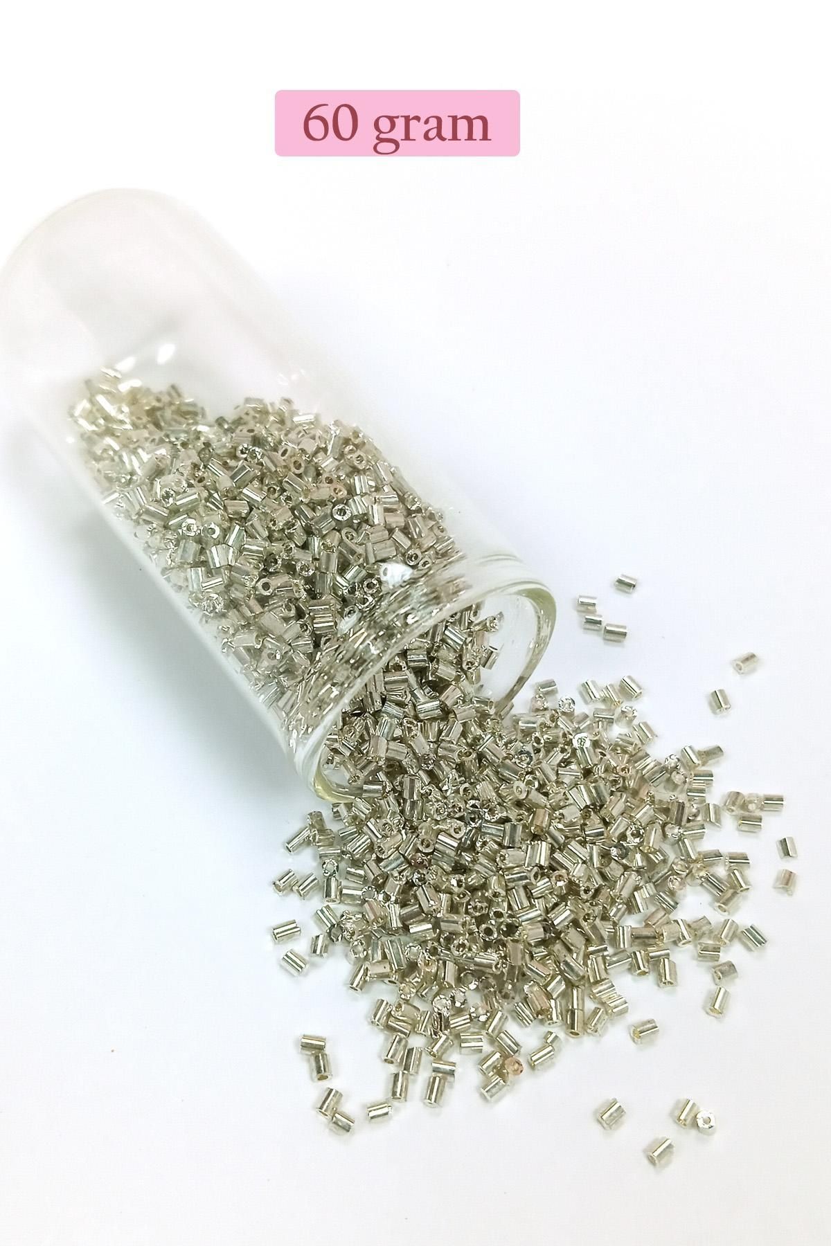 MBB ETİCARET Kesme Cam Boncuk 2mm - 60 Gram - Parlak Gümüş - BNC376