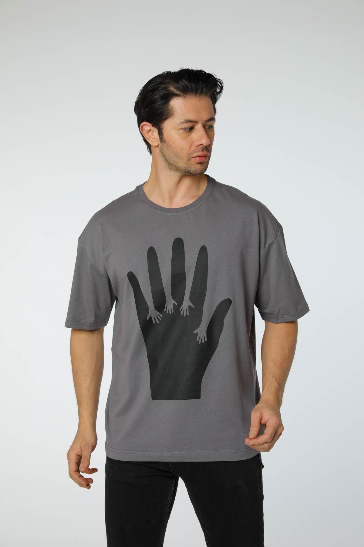 rugatchi Baskılı Oversize Bisiklet Yaka - T-Shirt