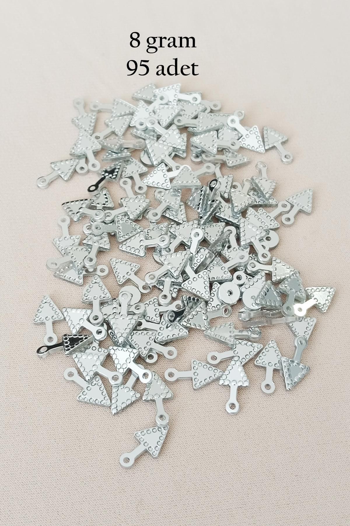 MBB ETİCARET Oya Abiye Bileklik Kolye Pleksi Metalik Plastik Pul Gümüş Renk 8 gram 95 adet - BNC505