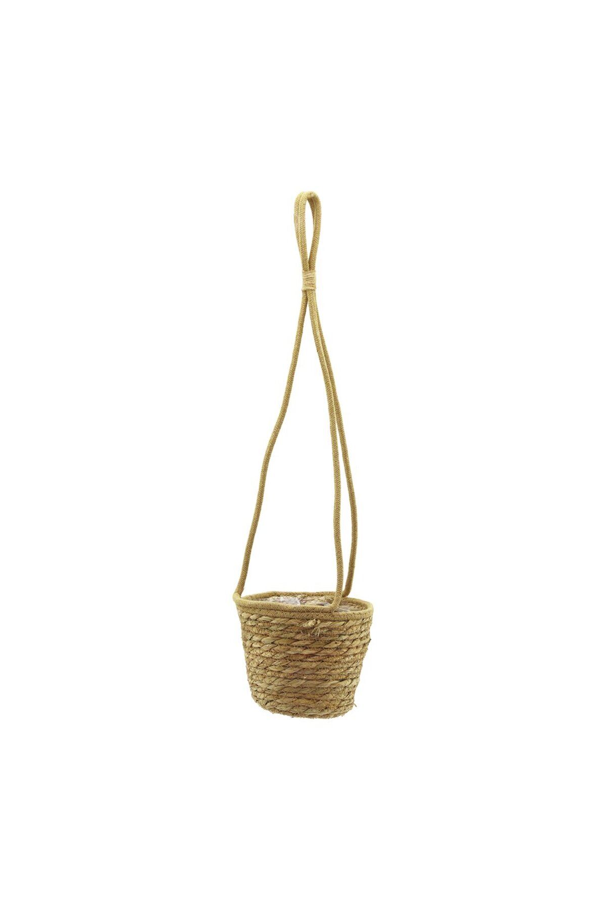 STOREMAX ysstorex İPLİ ASMALI HASIR SAKSI Ç-TABAN:11.5CM - AĞIZ:16CM - Y: 13CM ASMA İPİ: 48CM StarColxl