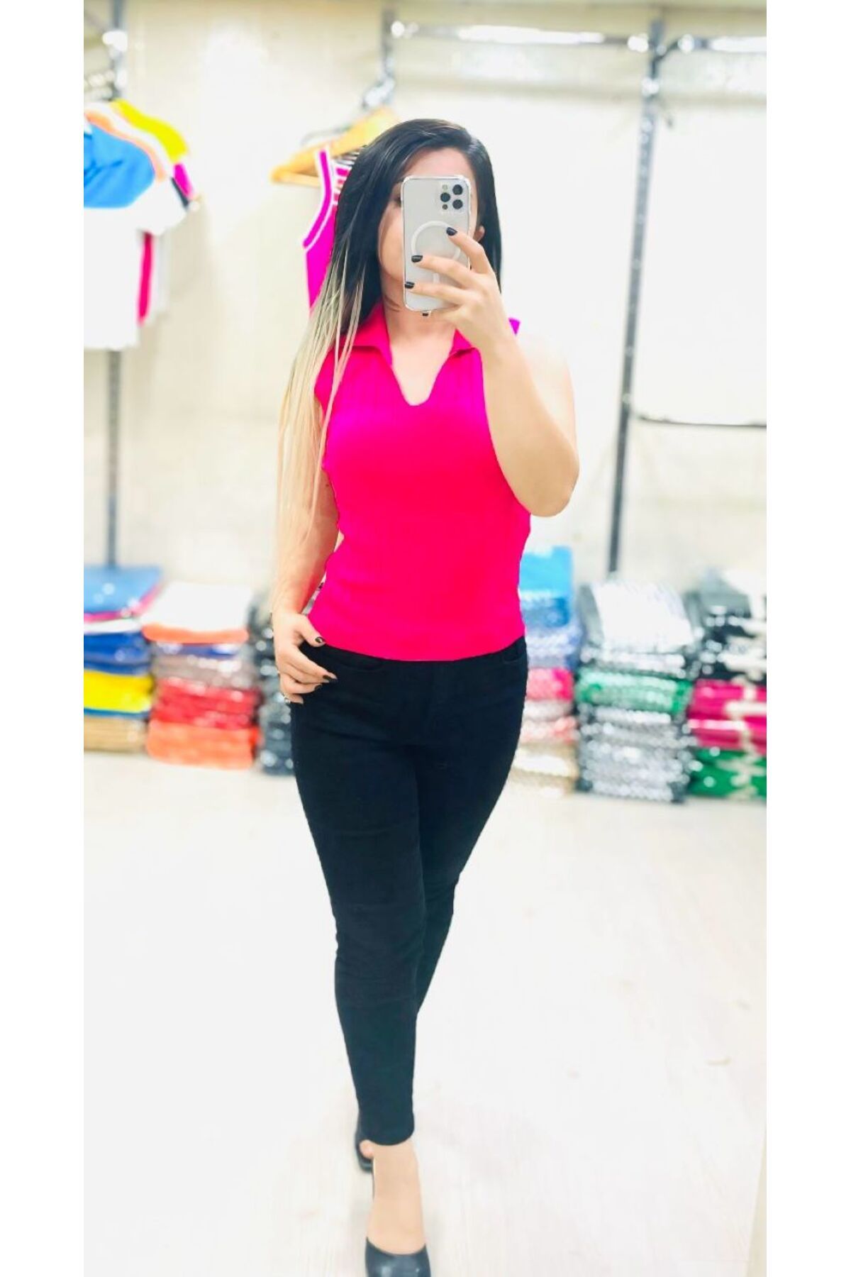 Butik Kadın Kalın Askılı Gömlek Yaka Bluz