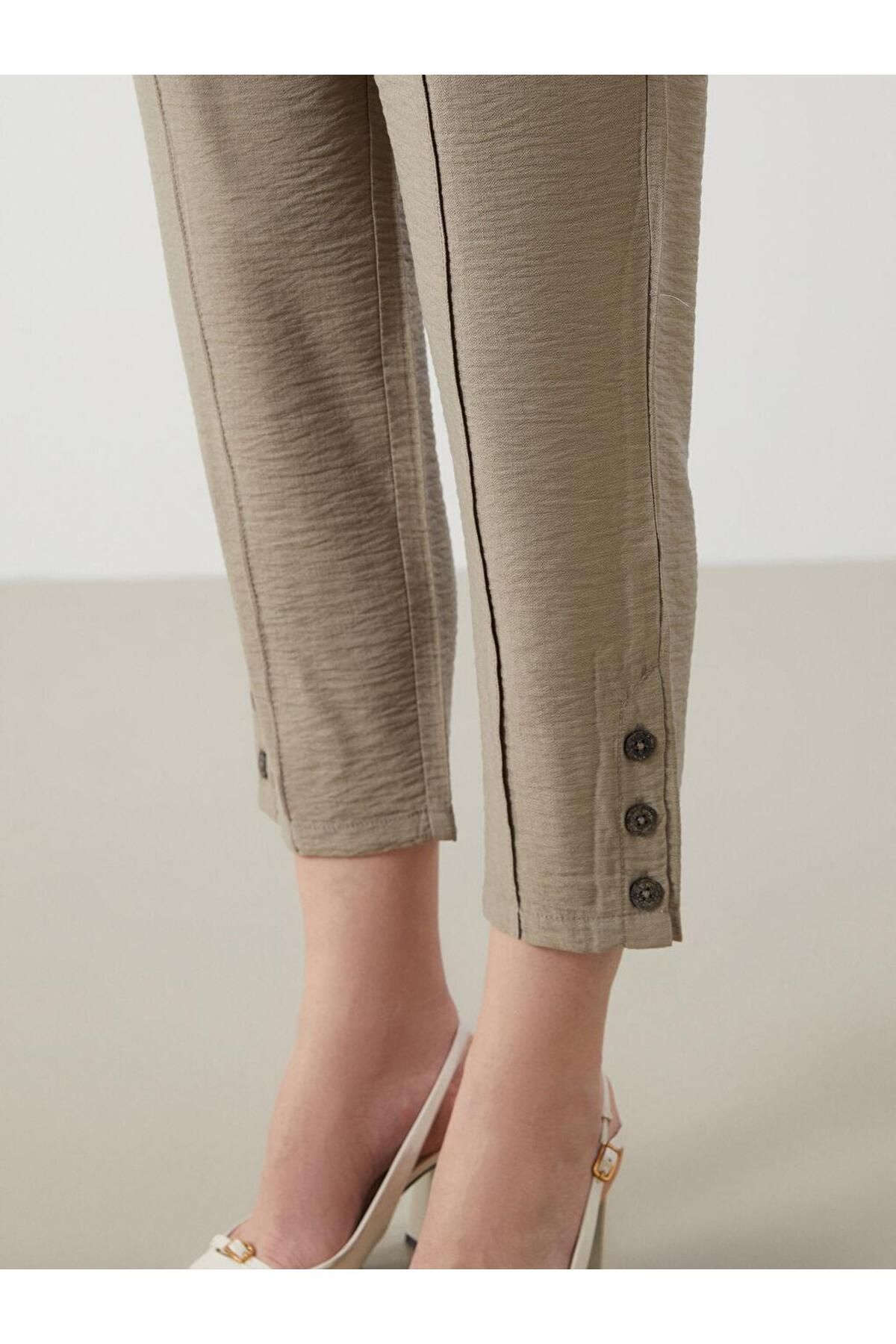 LC Waikiki-Pantaloni de damă cu aspect de in cu talie elastică (S5) 3