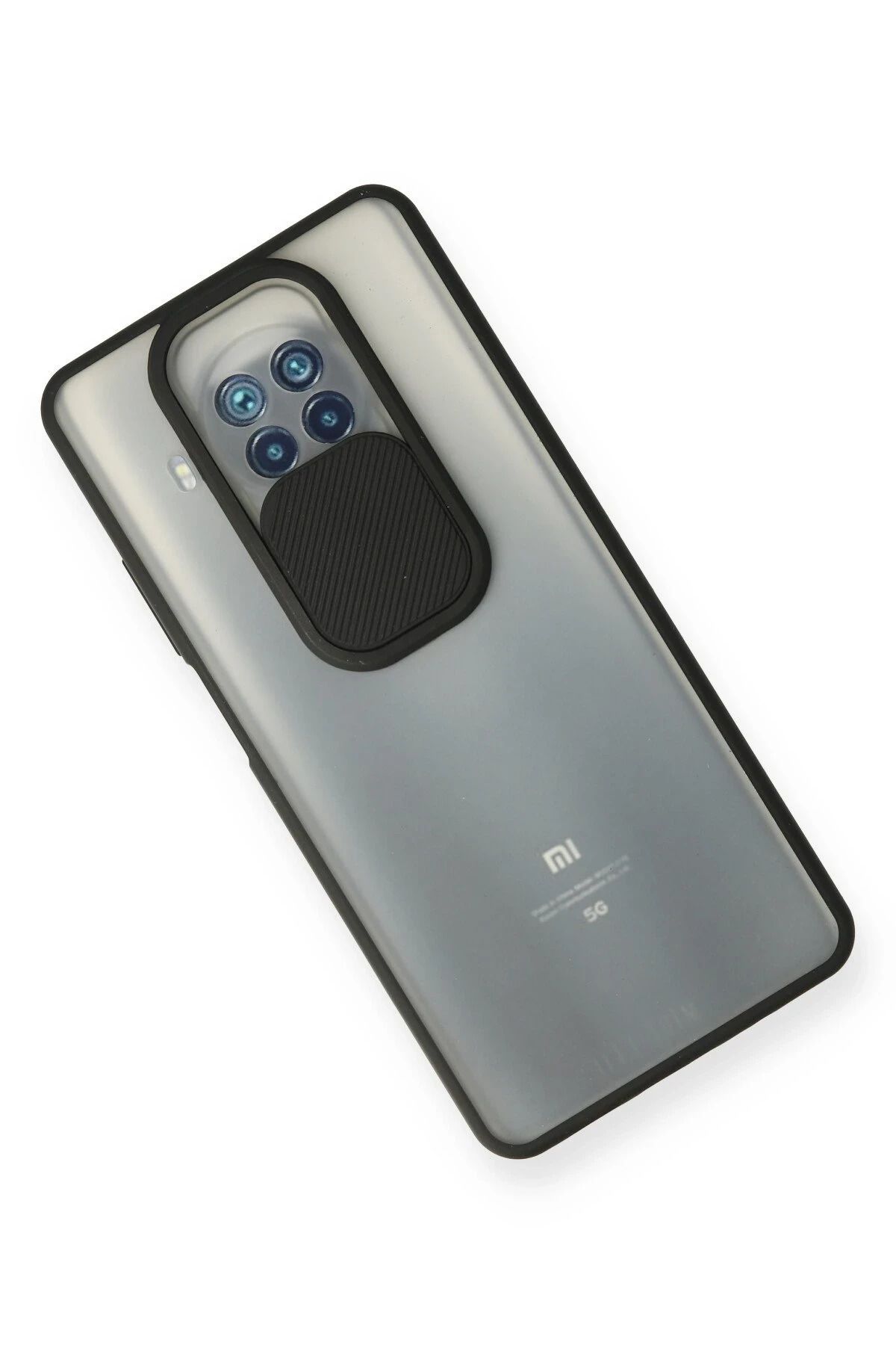 NewFace Xiaomi Mi 10T Lite Kılıf Palm Buzlu Kamera Sürgülü Silikon - Siyah SVLRS