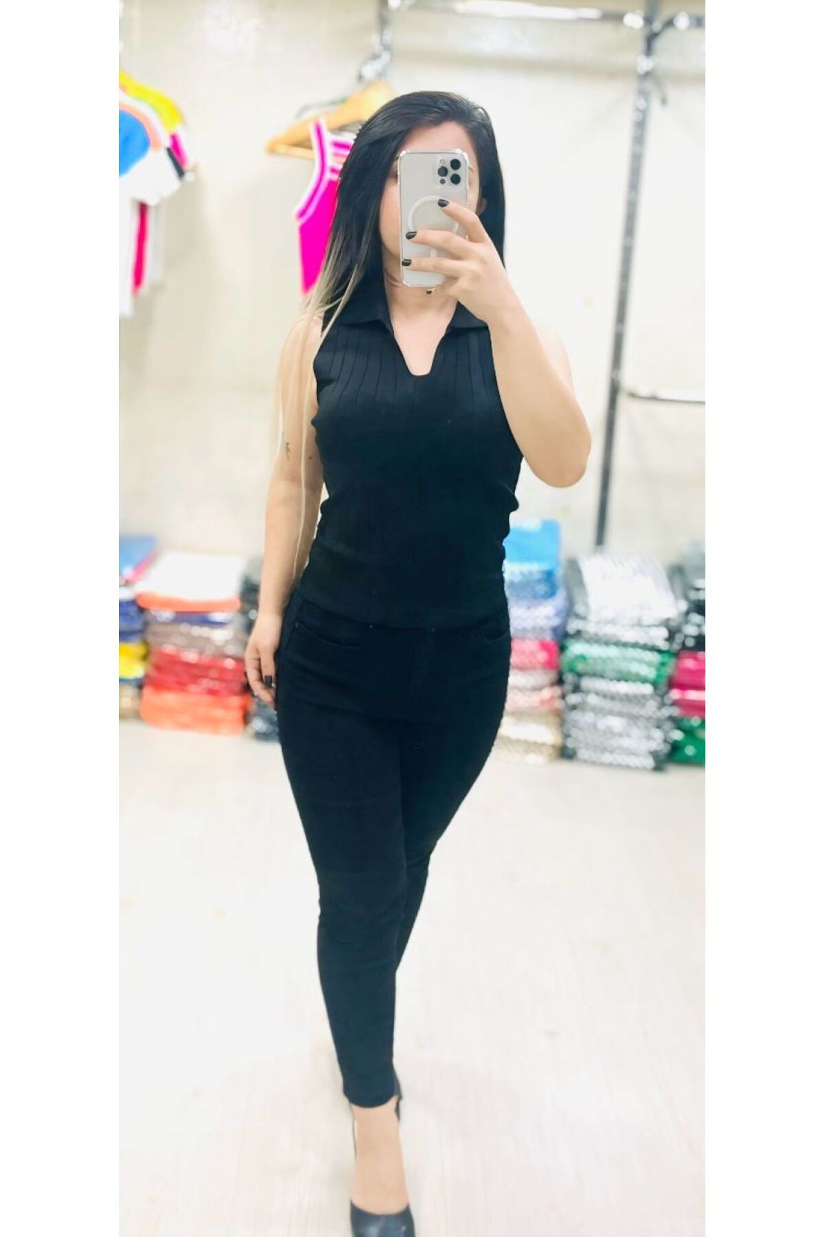 Butik Kadın Kalın Askılı Gömlek Yaka Bluz