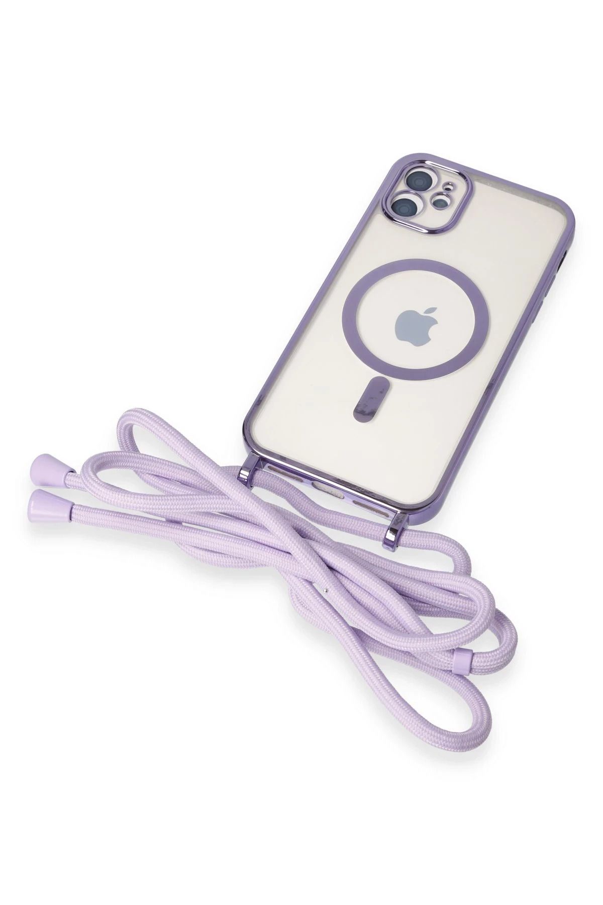 NewFace iPhone 11 Kılıf uyumlu  Divo Lazer Askılı Magsafe Kapak - Lila SVLRS