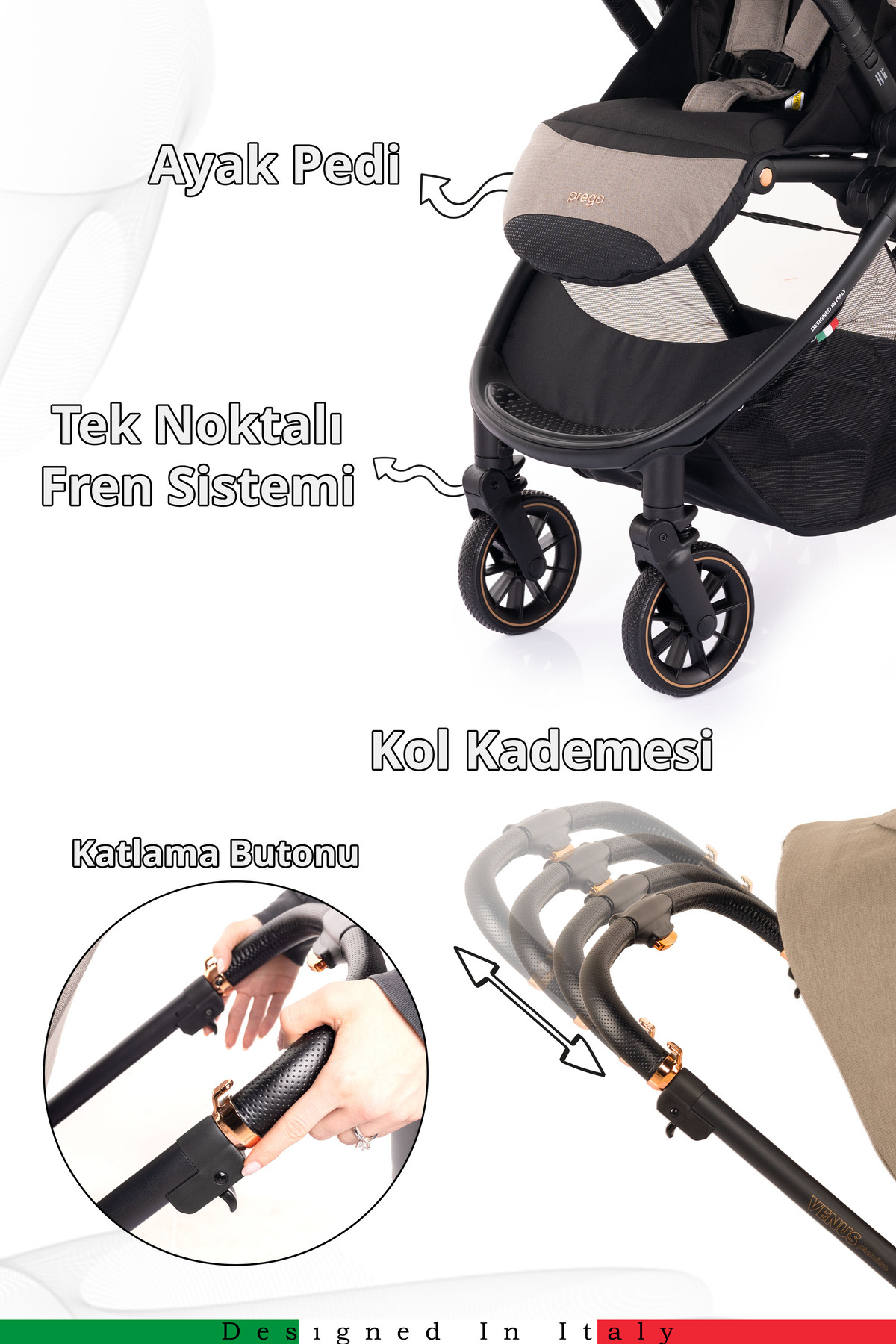 Prego Venüs Premium UV Tenteli Travel Sistem Bebek Arabası fotoğrafı 6 (önizleme)