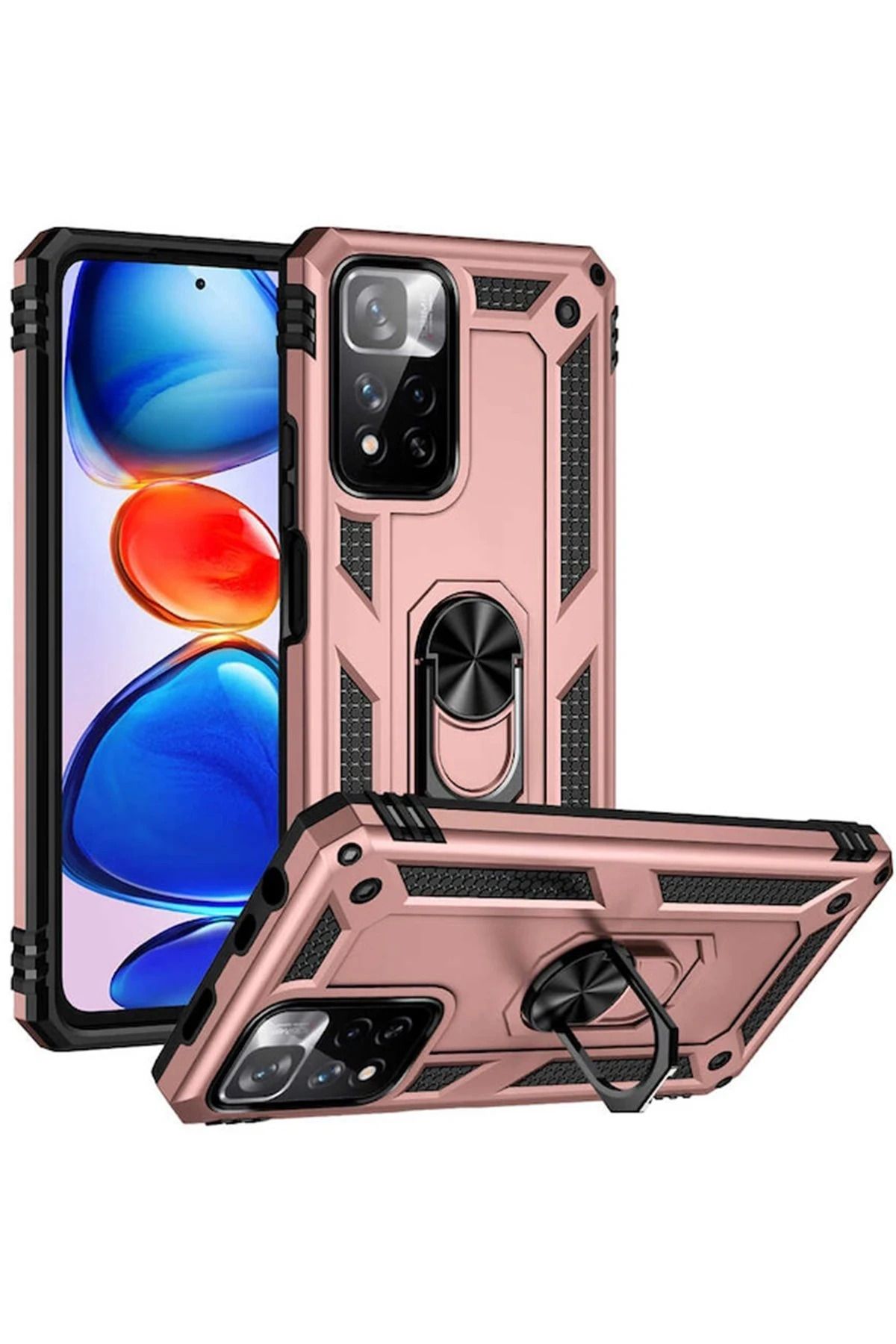 NewFace Xiaomi Redmi Note 11 Pro Plus 5G Kılıf Sofya Yüzüklü Silikon Kapak - Rose SVLRS