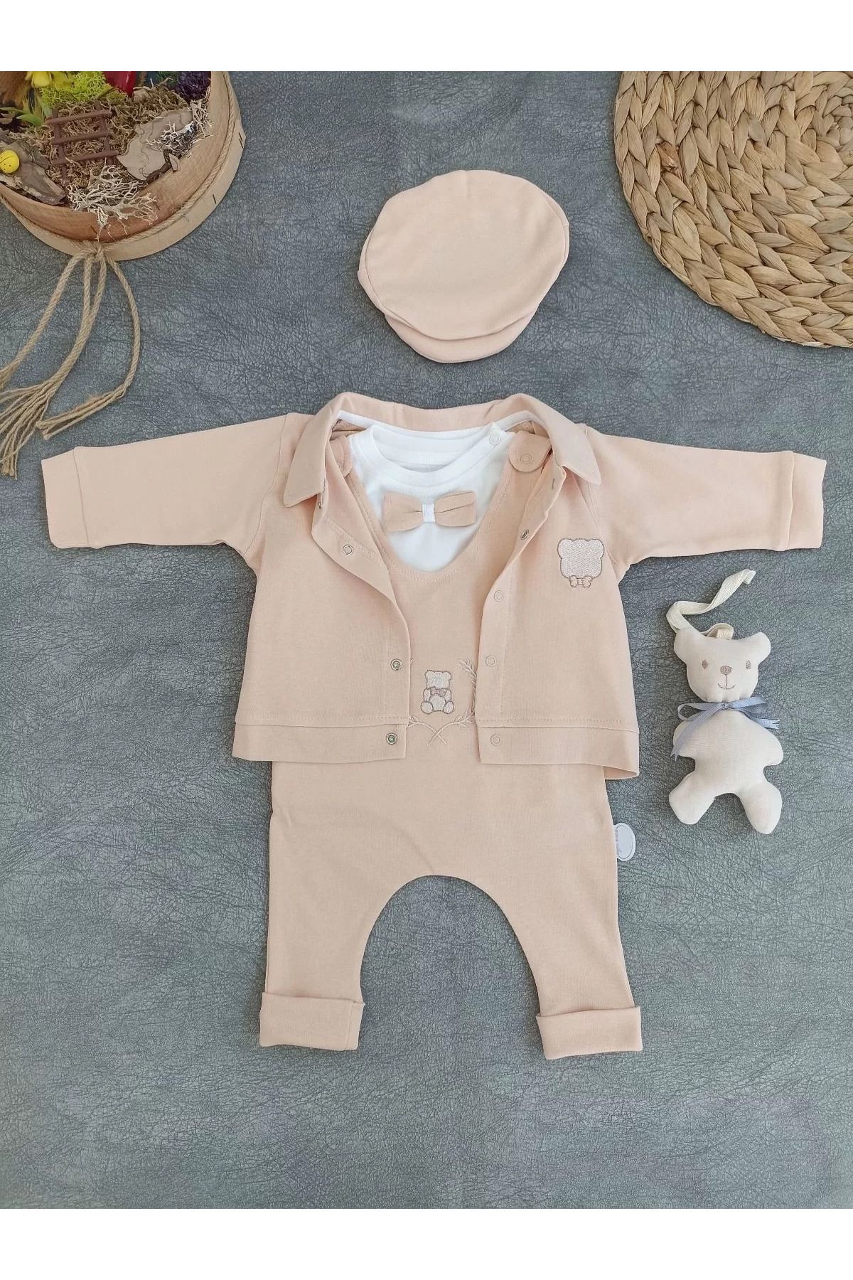Shop58 Oyuncaklı Altınbaşak 5li Kız Erkek Bebek Takımı Buğd