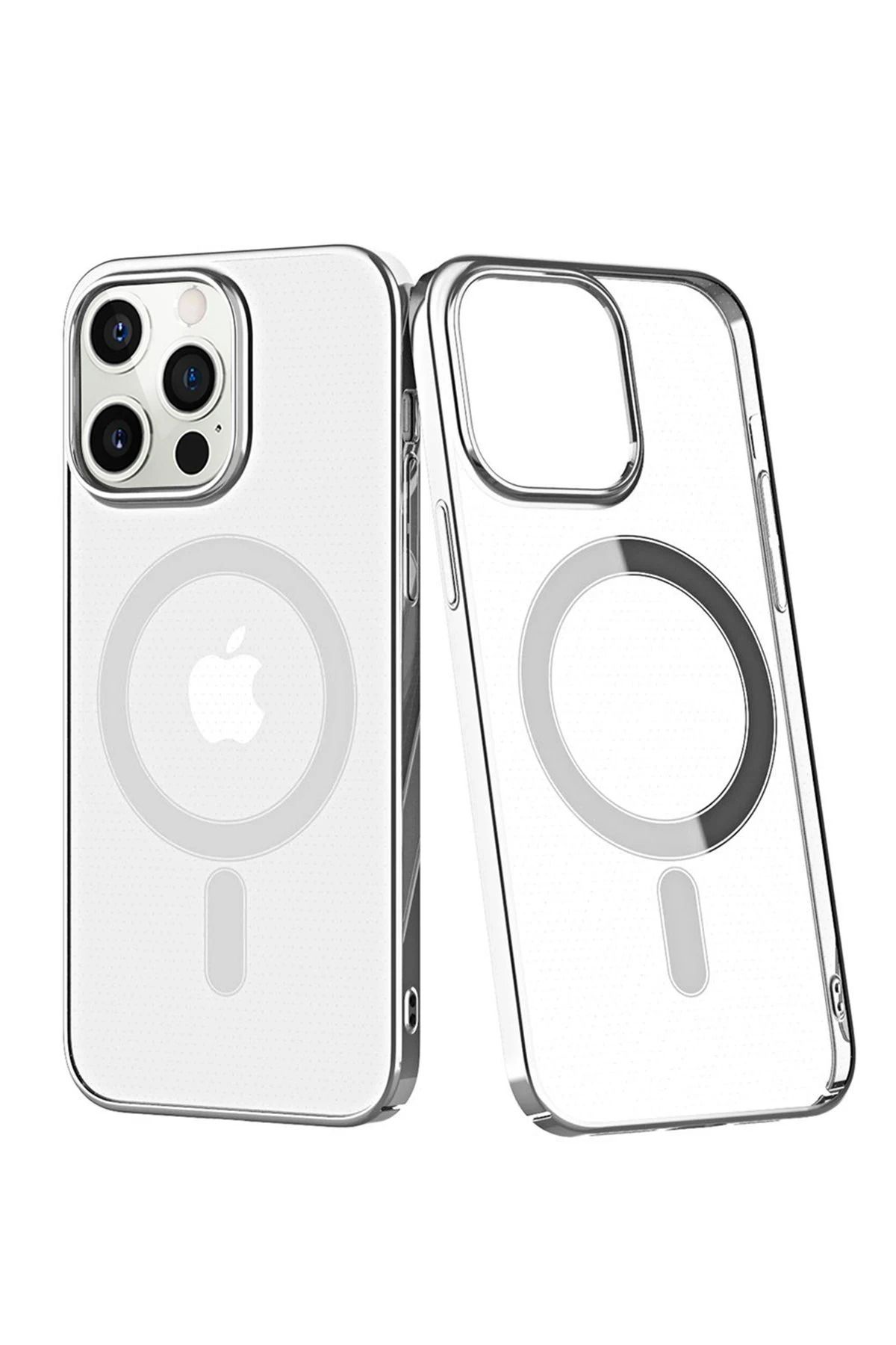 NewFace iPhone 12 Pro Max Kılıf Element Magneticsafe Sert Kapak - Gümüş NRMSA