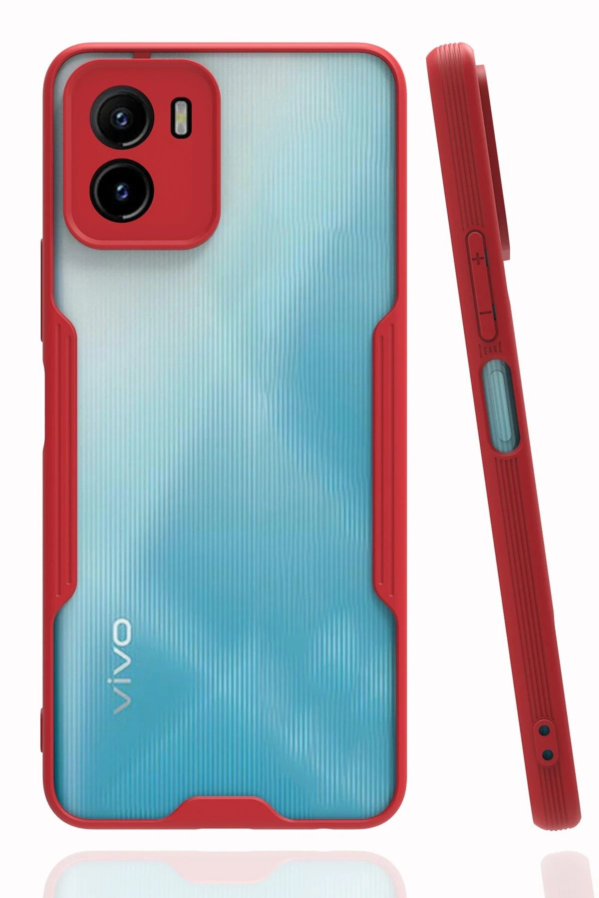 NewFace Vivo Y15S Kılıf Platin Silikon - Kırmızı SVLRS