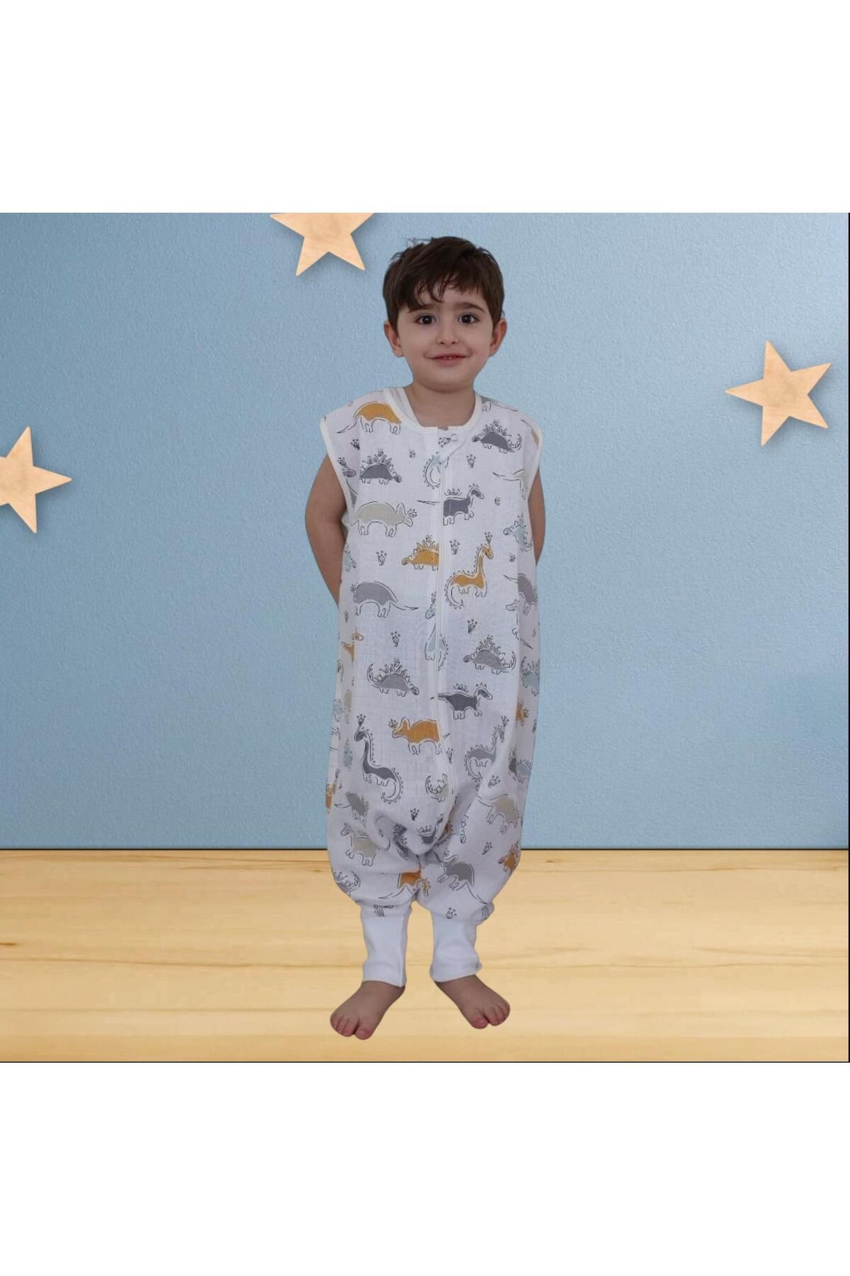 Next Baby 100% Cotton Muslin Dinosaur Patterned Short Sleeve Zippered Sleeping Bag