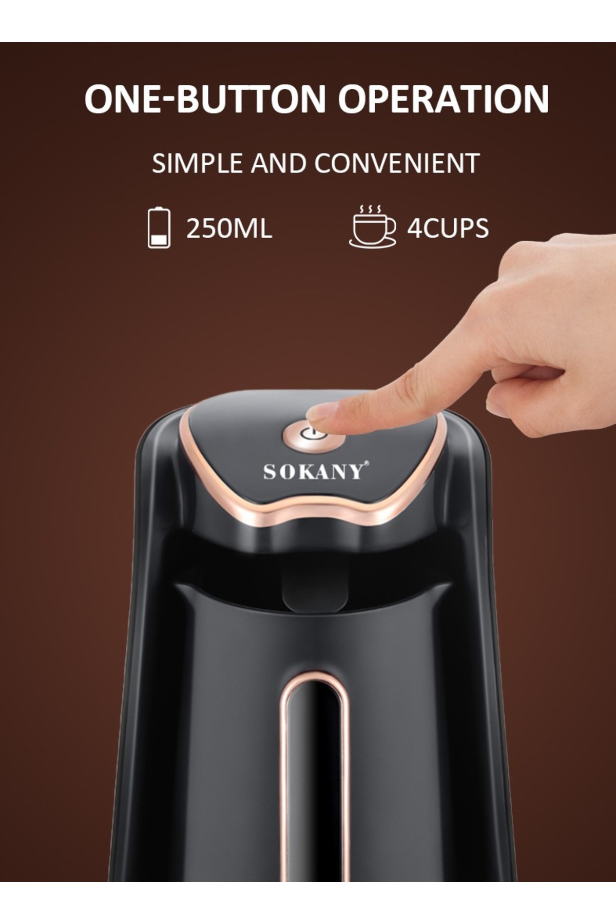 SOKANY-4 Cups Electric Turkish Coffee Maker and Hot Beverage Maker,600W, Slow brew function SK-04008 Black 2
