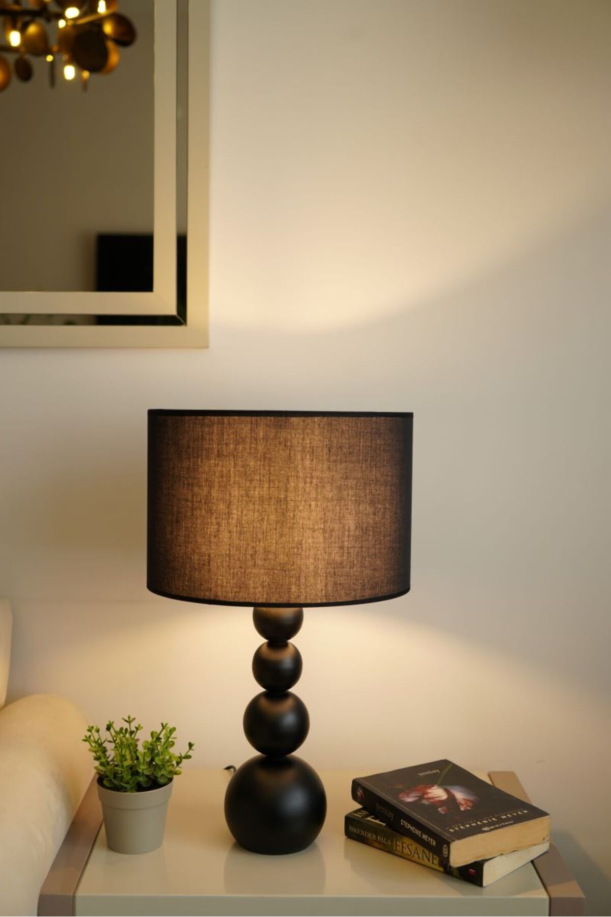 retro home design Siyah Ayaklı Silindir Siyah Renk Kumaşlı Masa Lambası Abajur Salon Yatak Odası
