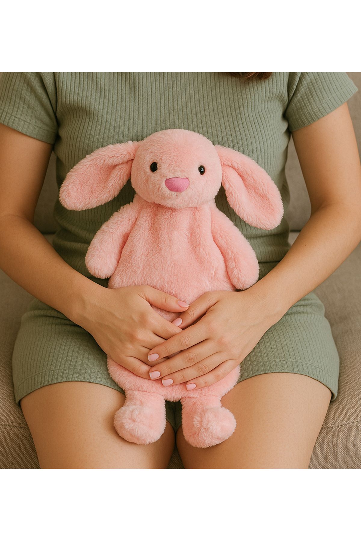 Özgüner Oyuncak Oyuncak Görünümlü Su Torbası Kılıfı – Yumuşak Pembe Tavşan Tasarımı