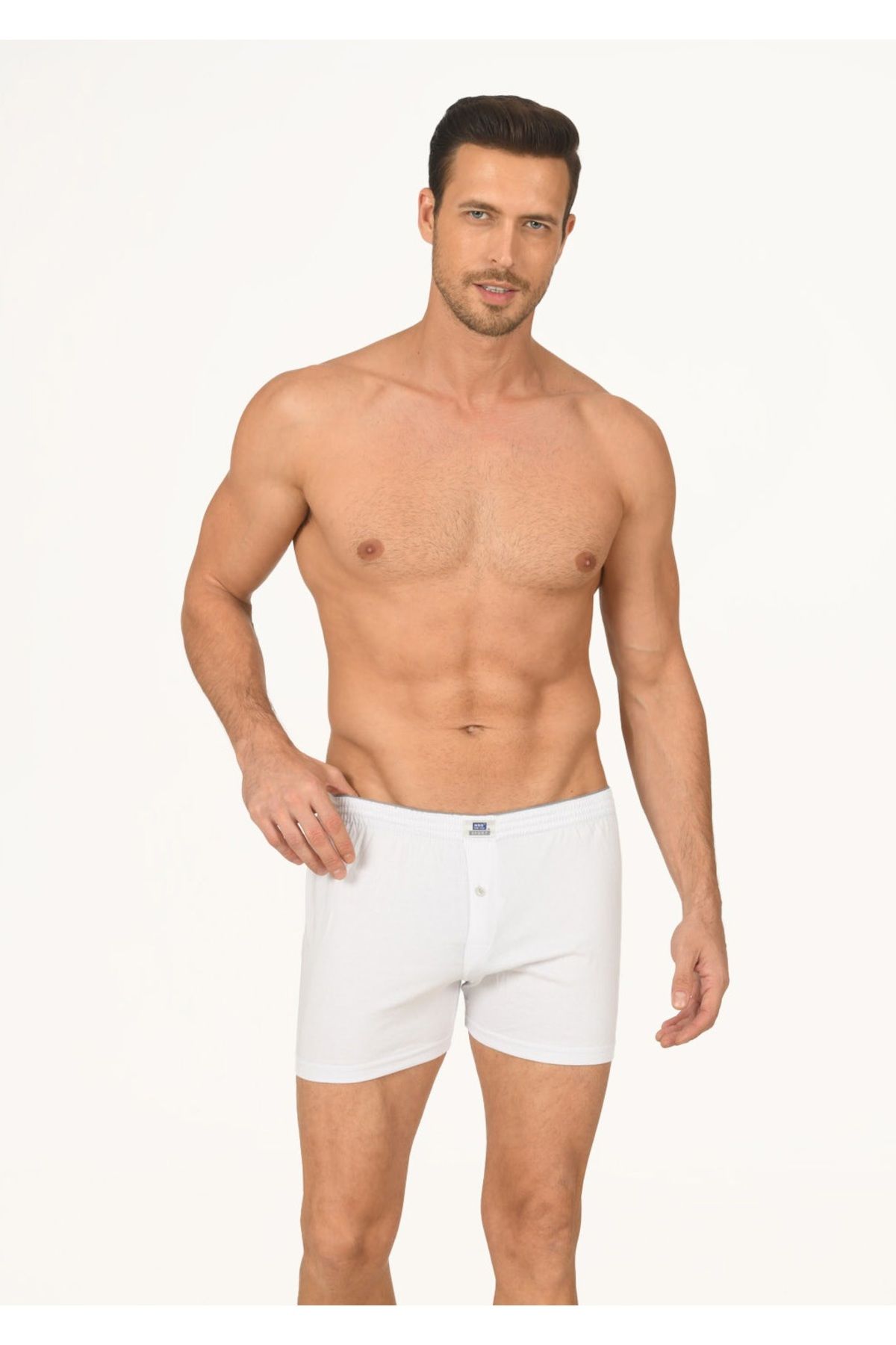Shop58 NBB 734 Penye Düğmeli Boxer Beyaz