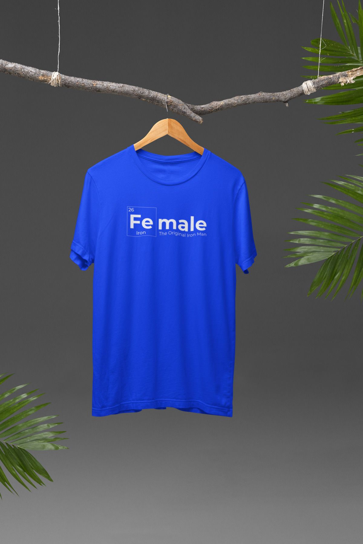 Lyonis Unisex Saks Mavi Female Baskılı Bisiklet Yaka Penye T-Shirt