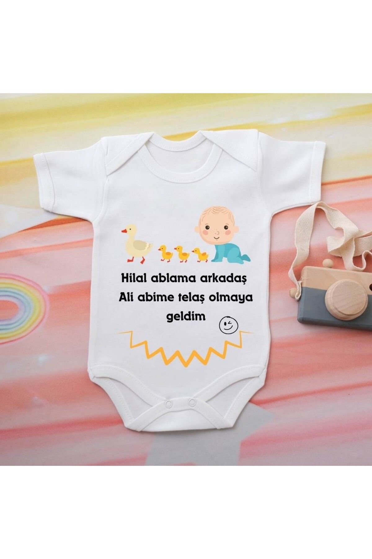 soft wing %100 Pamuklu Organik Baskılı Premium Çıtçıtlı Bebek Body Zıbın 00003