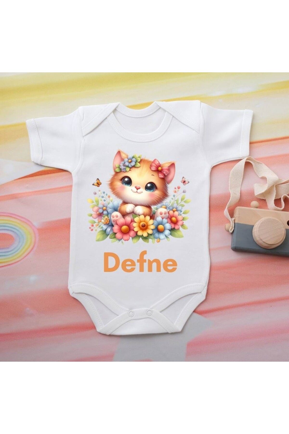 soft wing %100 Pamuklu Organik Baskılı Premium Çıtçıtlı Bebek Body Zıbın 00076