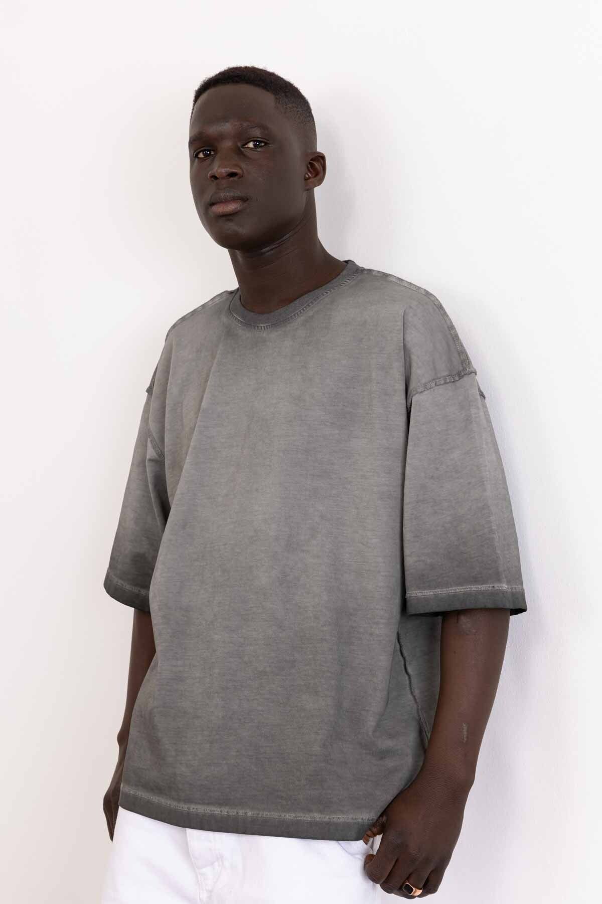 WONG ERKEK OVERSİZE YIKAMALI T-SHIRT