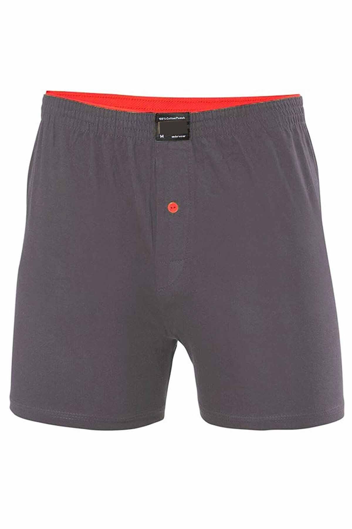 MBB ETİCARET Düğmeli Pamuklu Erkek Penye Boxer Füme - 1146A