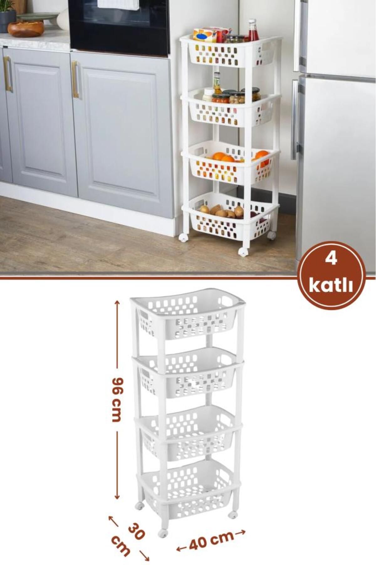 Flosoft 4 Katlı Patates ve Soğanlık, Katlı Sebzelik Meyvelik Mutfak Banyo Balkon Düzenleyici Raf