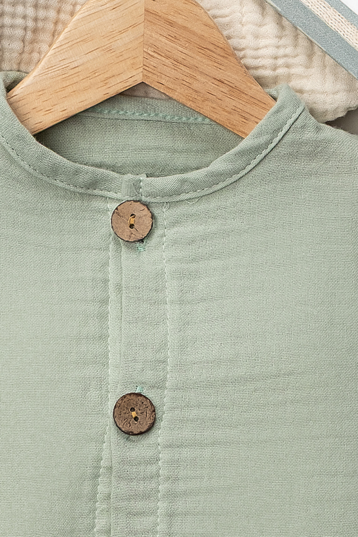 Mai Perla Organik Müslin Yazlık Naturel Cepli Bebek Tulum fotoğrafı 6 (önizleme)