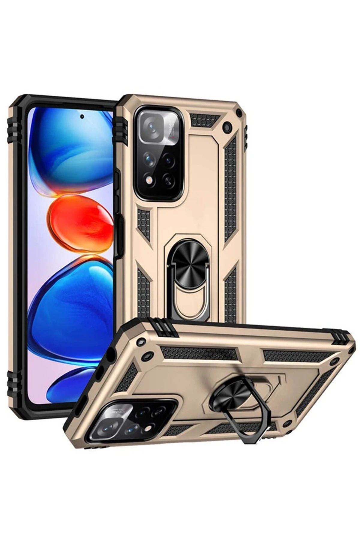 NewFace Xiaomi Redmi Note 11 Pro Plus 5G Kılıf Sofya Yüzüklü Silikon Kapak - Gold SVLRS