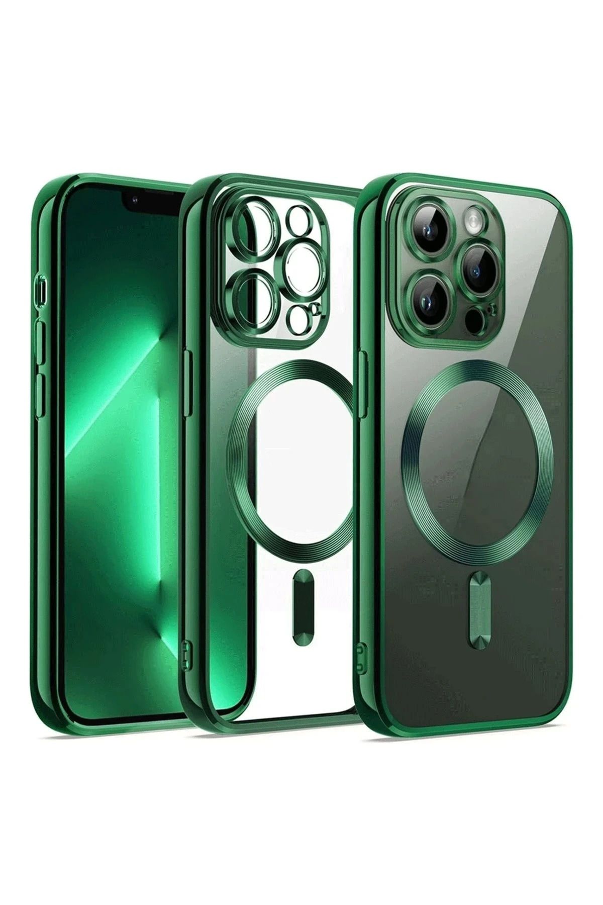 NewFace iPhone 12 Pro Kılıf Kross Magneticsafe Kapak - Koyu Yeşil SVLRS