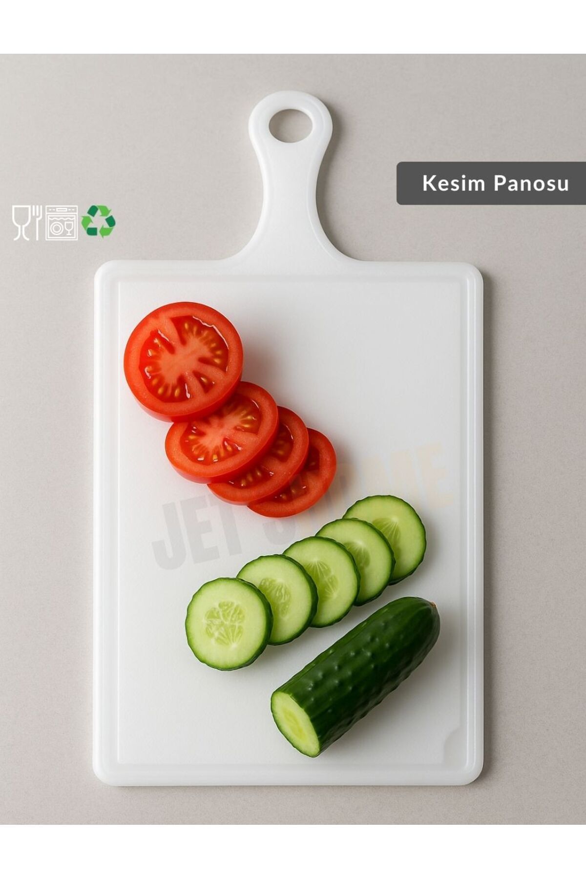 Jet's Home Saplı Kesim Panosu Doğruma Tahtası Salata Meyve Kesme Tahtası 36x21 cm