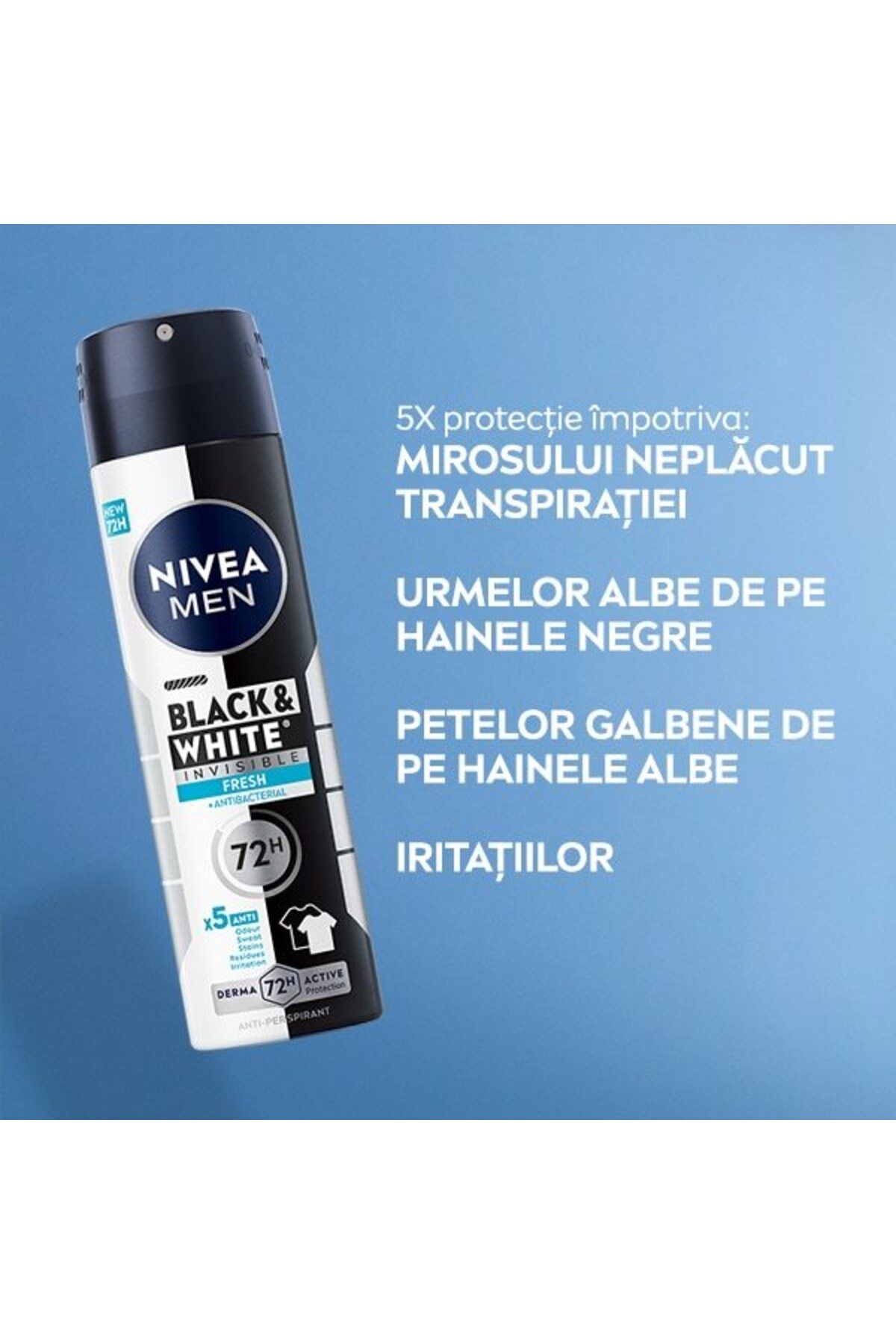 NIVEA-Deodorant spray Nivea Men Invisible for Black & White Fresh 7